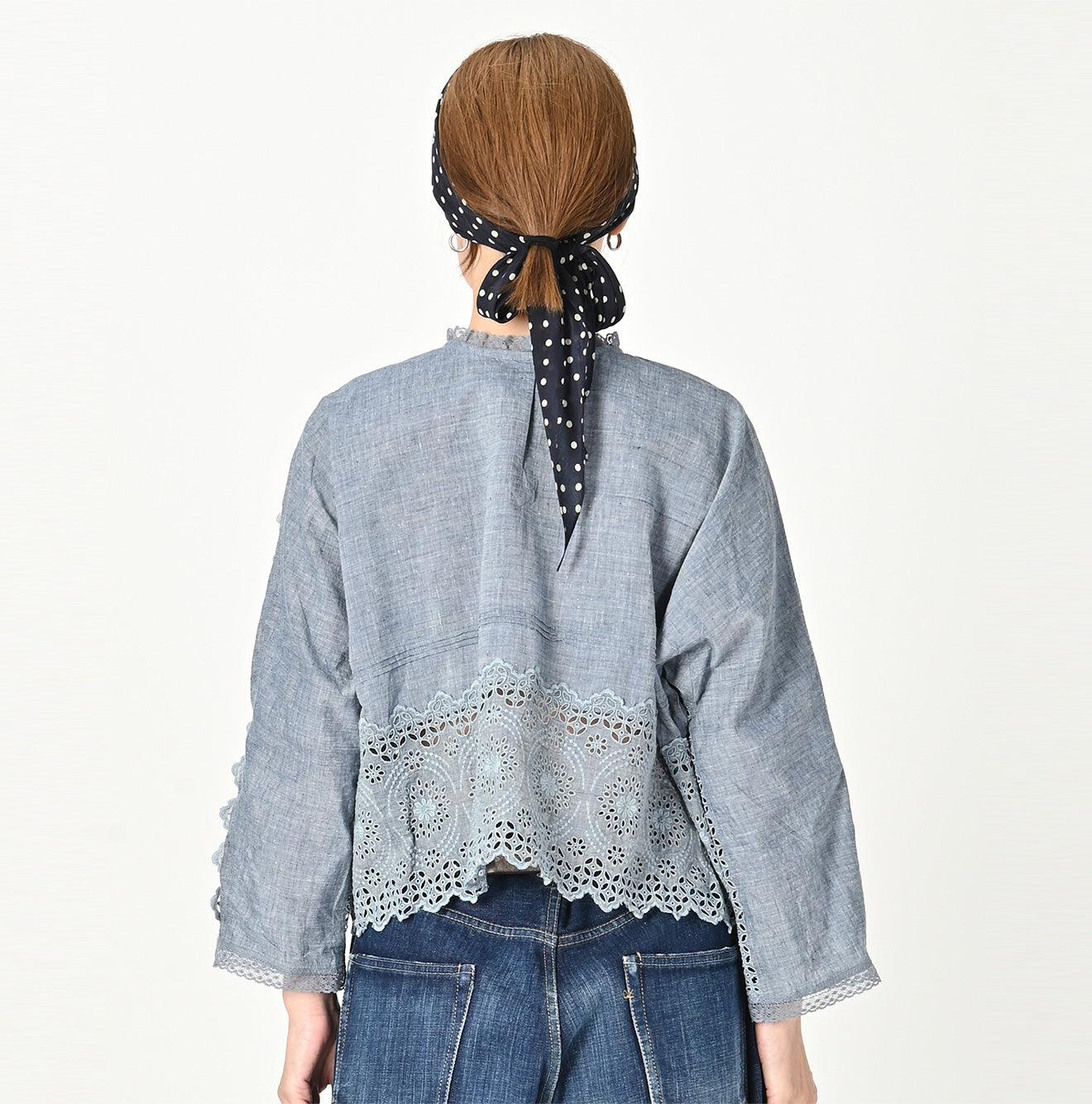 Ai Indigo Khadi de Cutwork Blouse