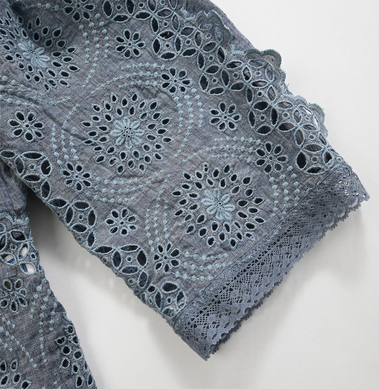 Ai Indigo Khadi de Cutwork Blouse