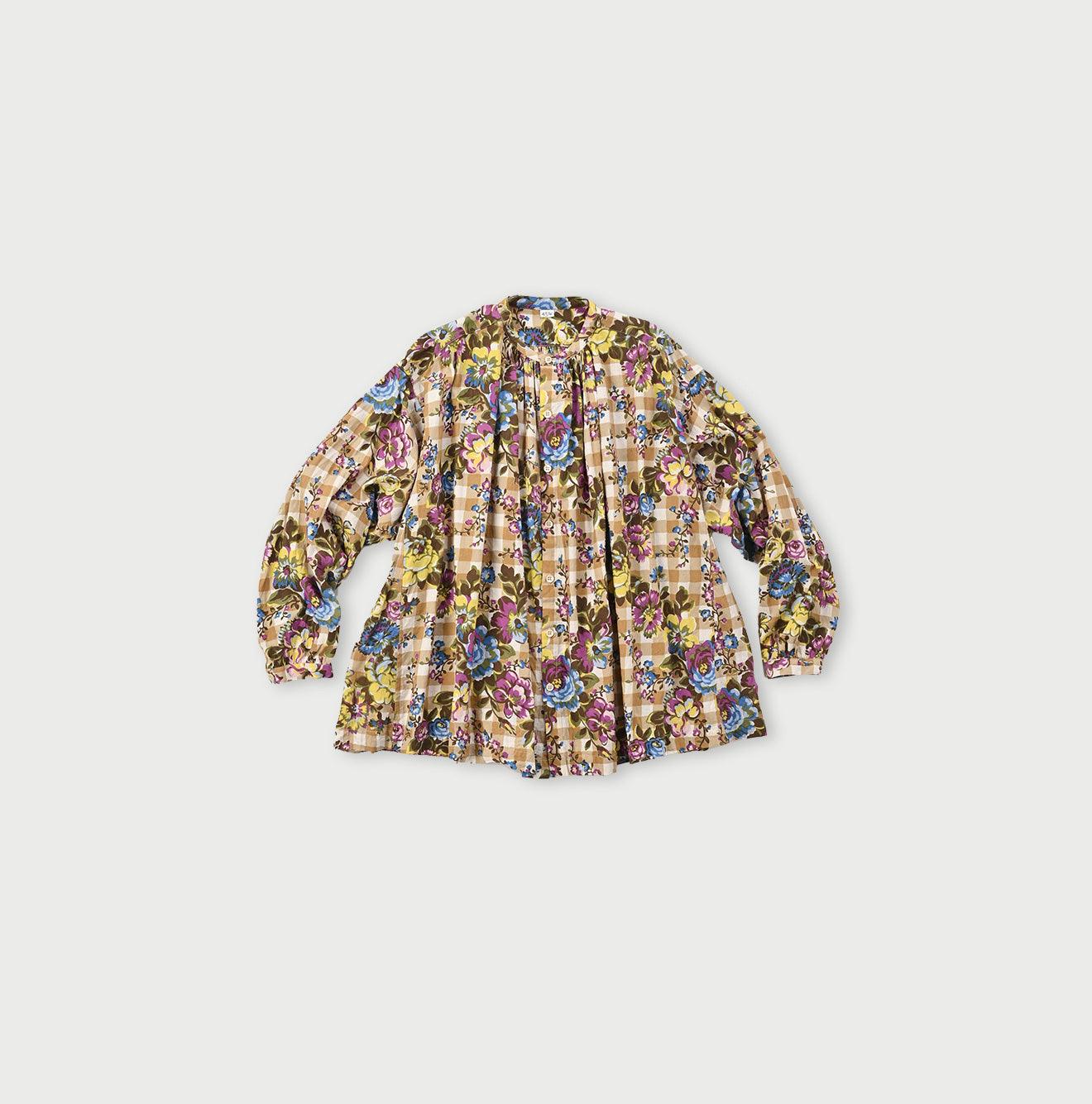 Khadi Flower Gingham Kushukushu Blouse