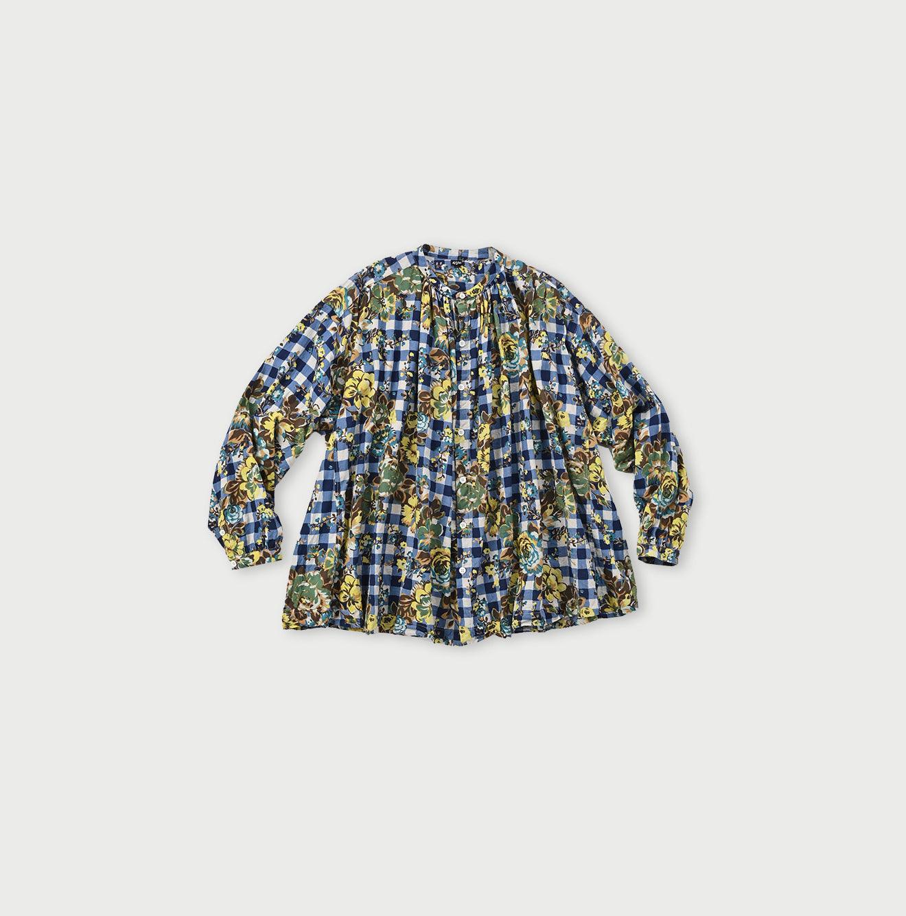 Khadi Flower Gingham Kushukushu Blouse