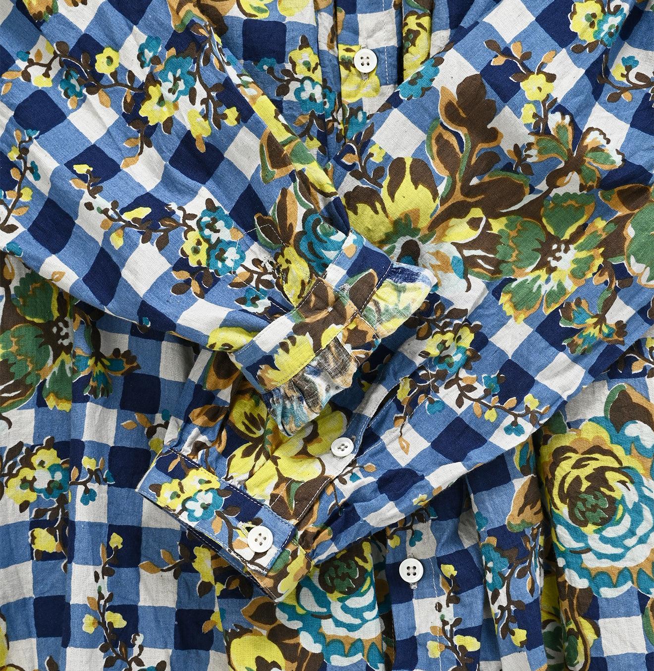 Khadi Flower Gingham Kushukushu Blouse