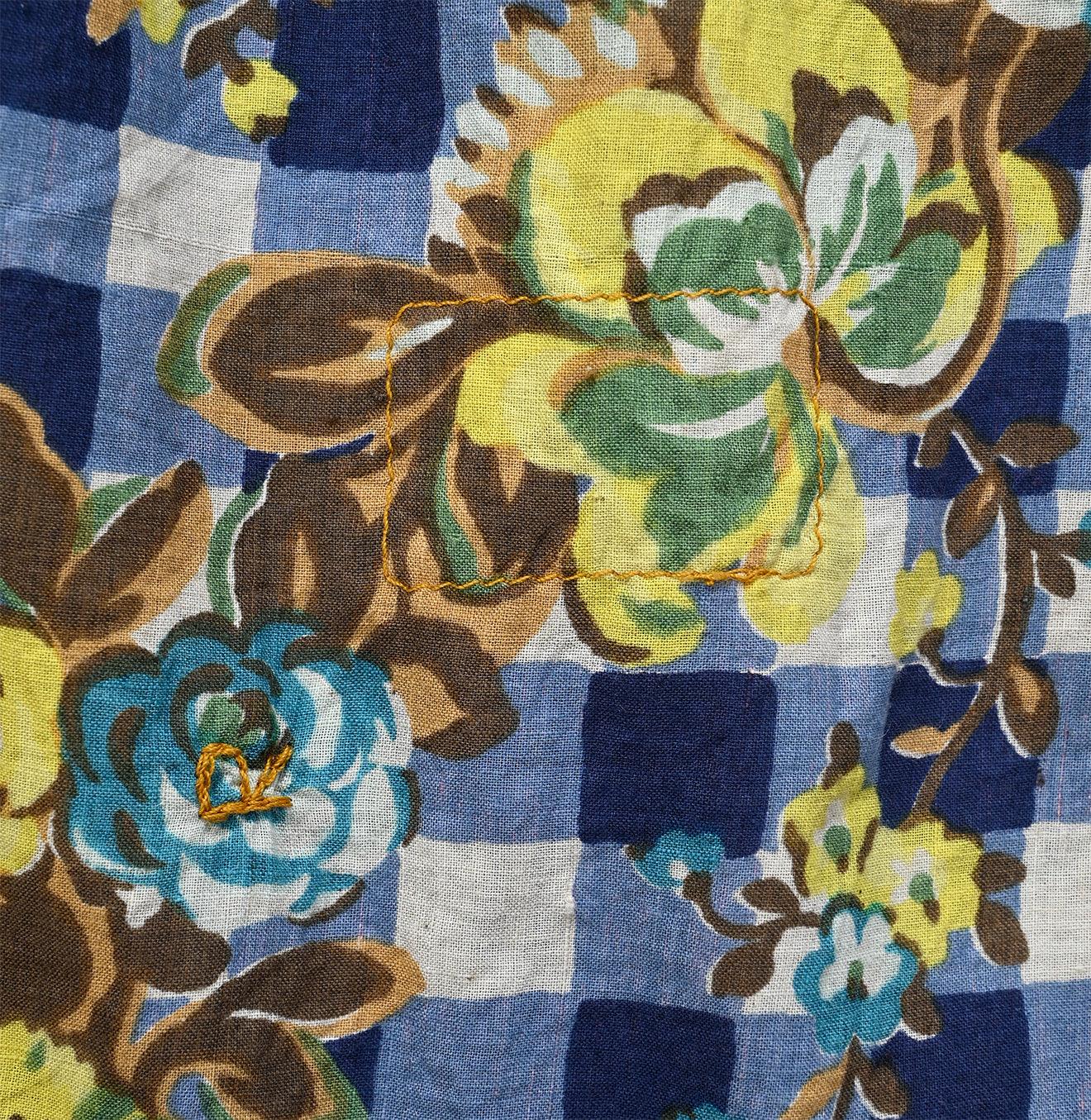 Khadi Flower Gingham Kushukushu Blouse