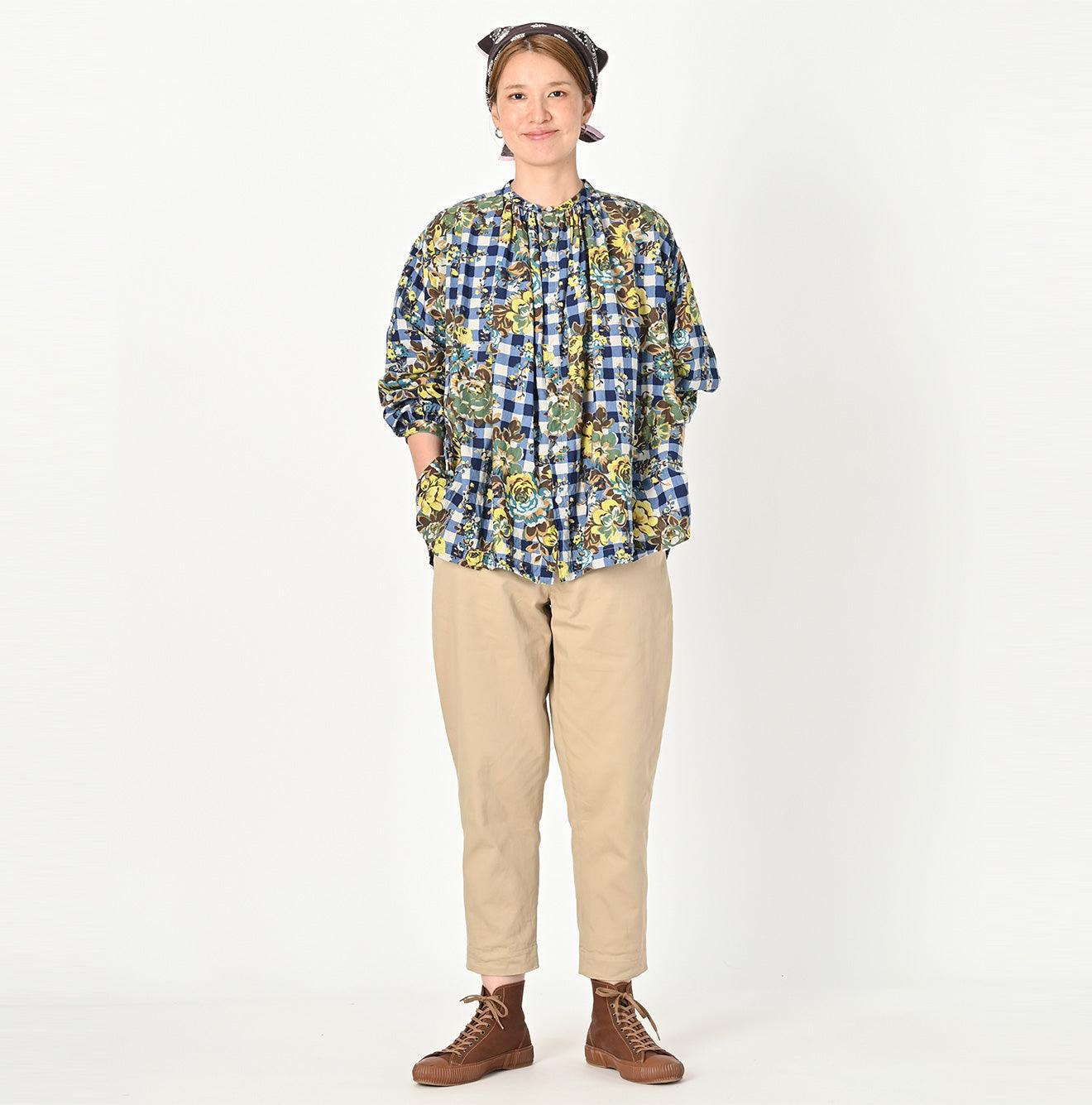 Khadi Flower Gingham Kushukushu Blouse
