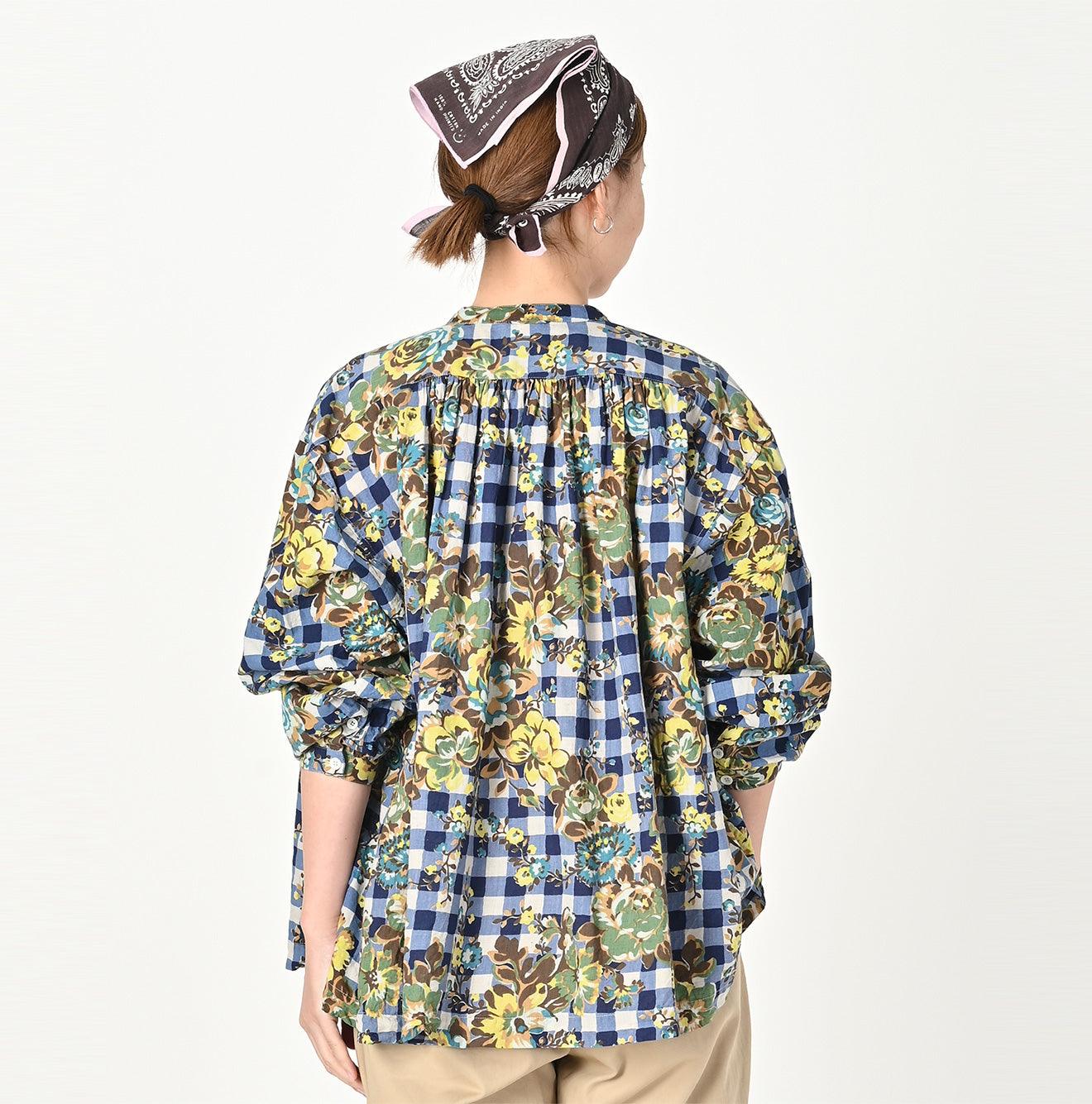Khadi Flower Gingham Kushukushu Blouse