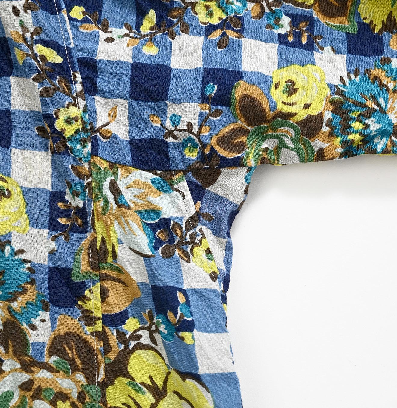 Khadi Flower Gingham Kushukushu Blouse