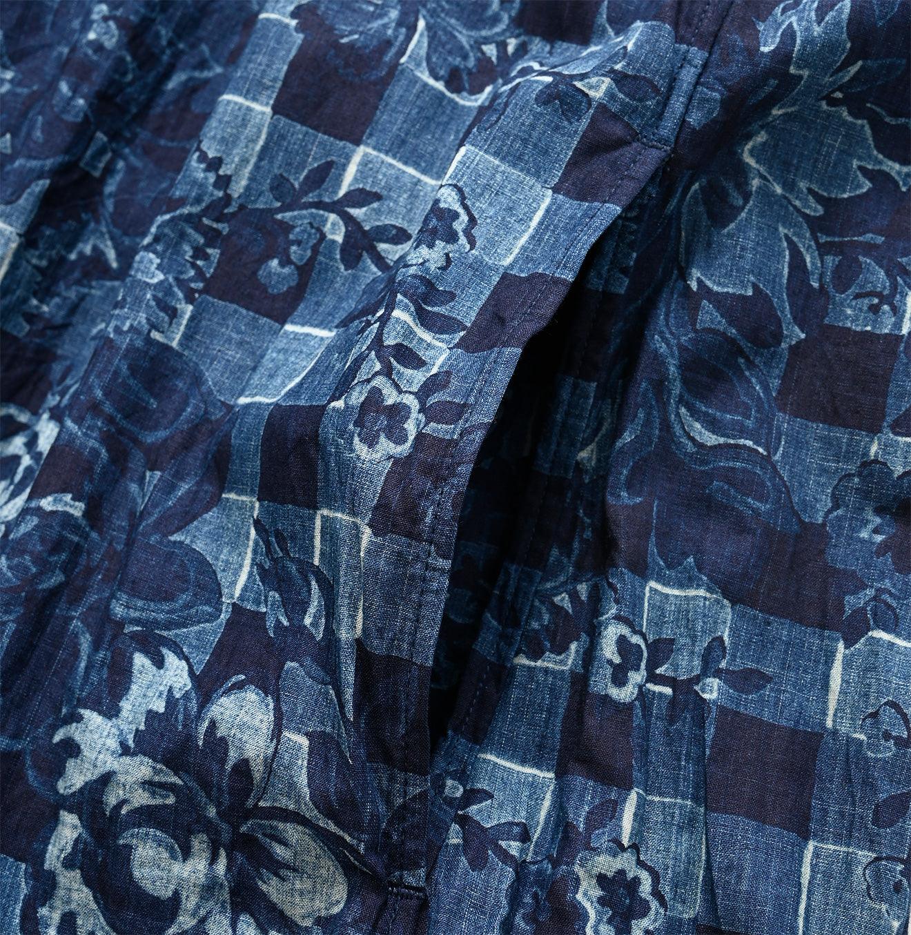 Indigo Khadi Flower Gingham Kushukushu Dress