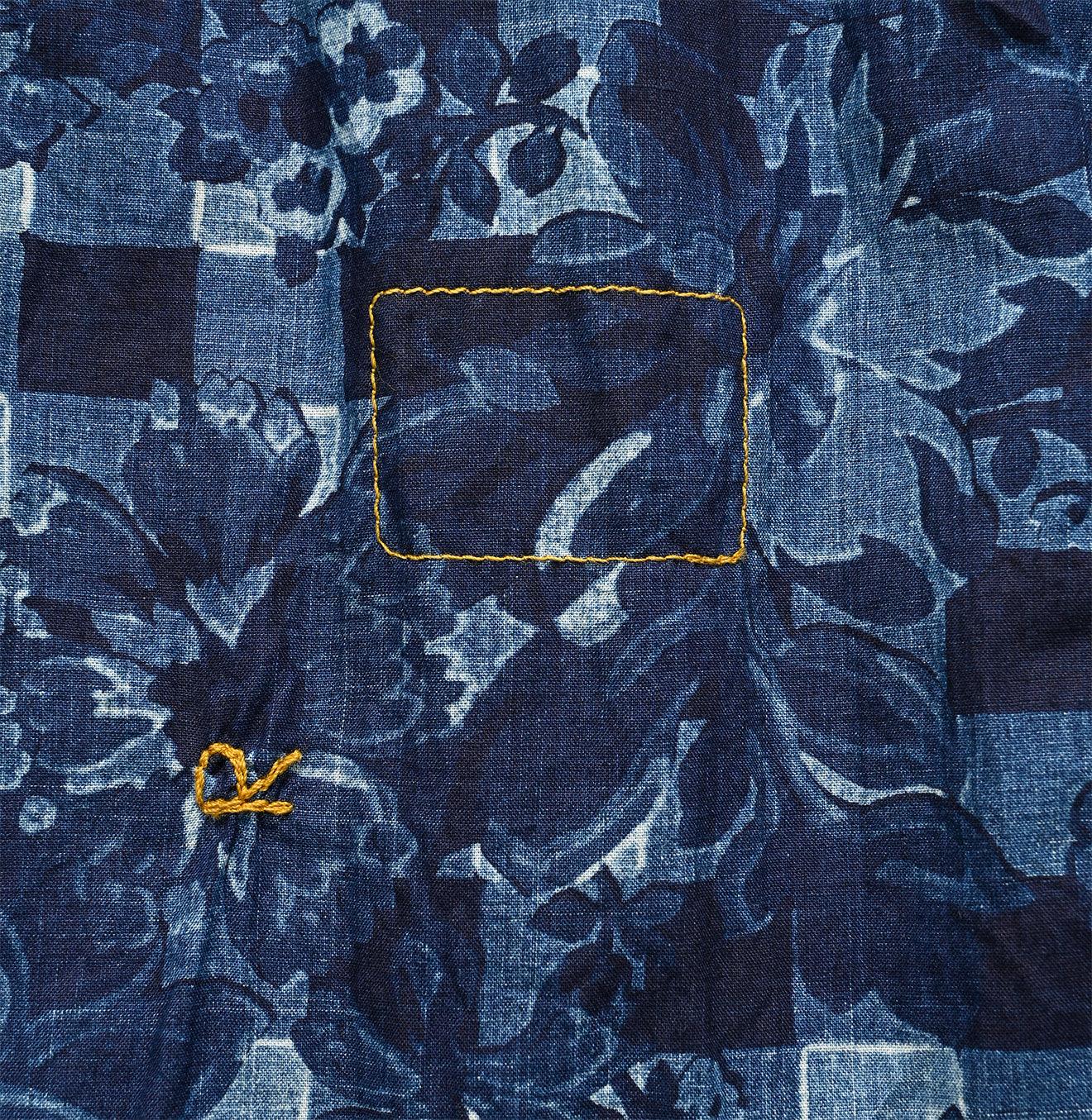 Indigo Khadi Flower Gingham Kushukushu Dress