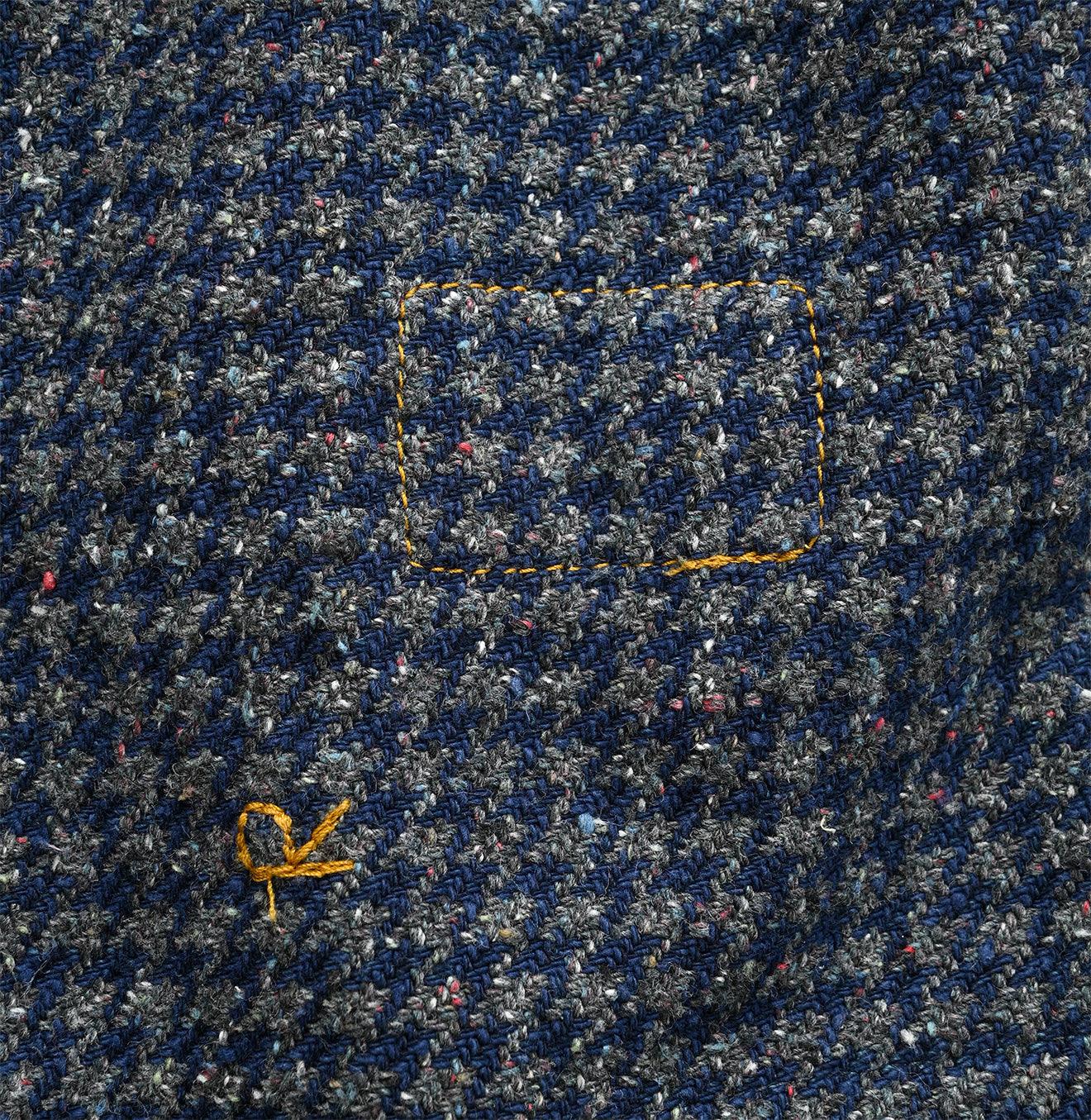 Indigo Cotton Tweed Fringe Jacket