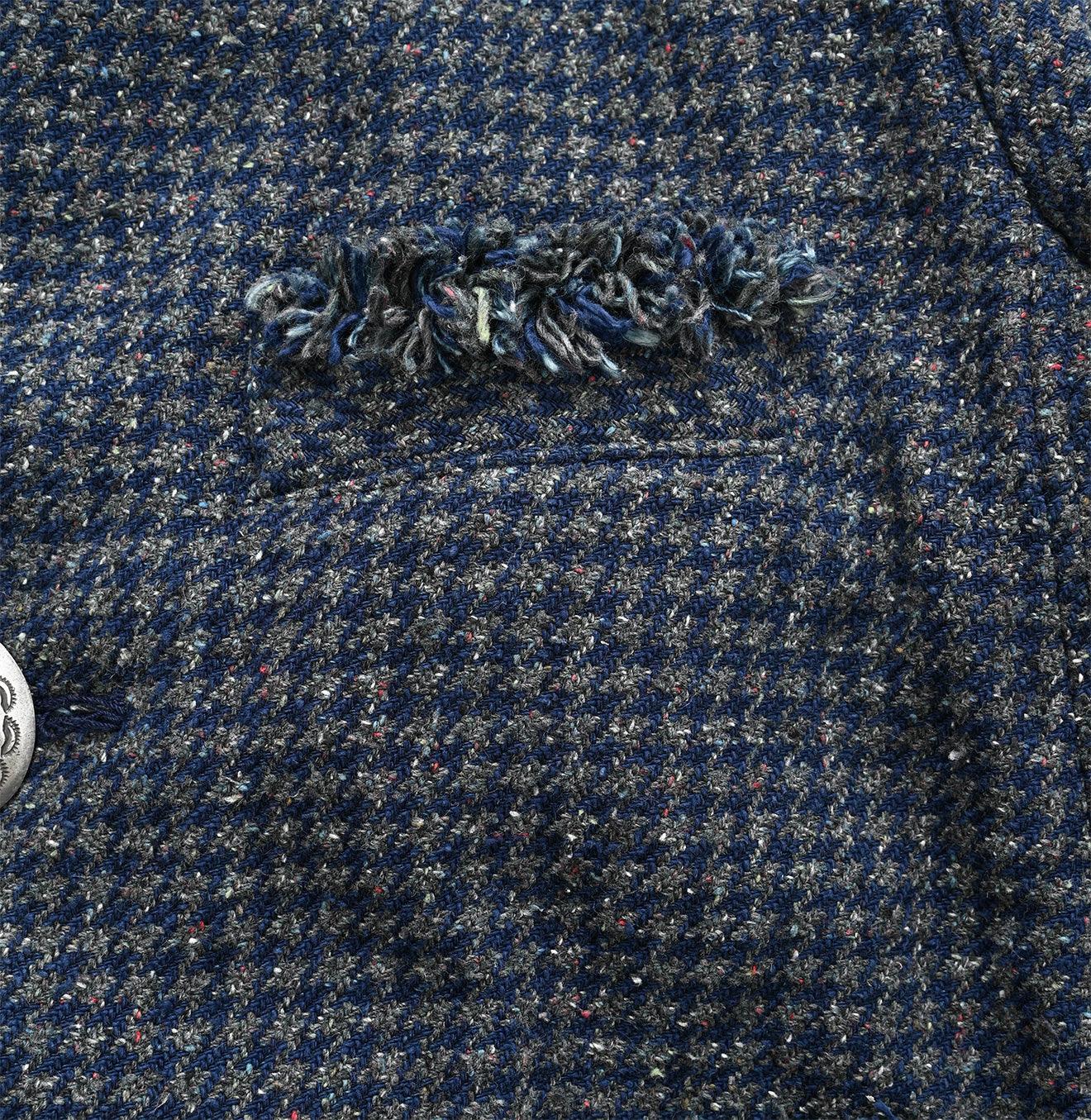 Indigo Cotton Tweed Fringe Jacket