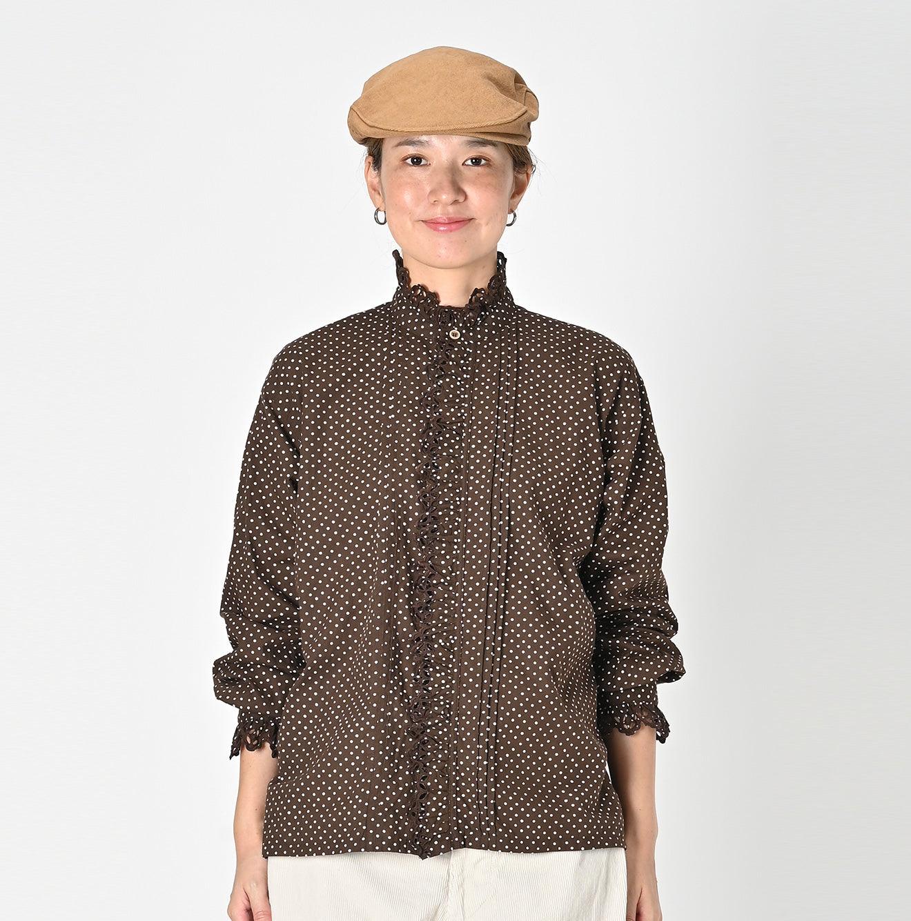 Tappet Dots Cutwork Frilled Blouse