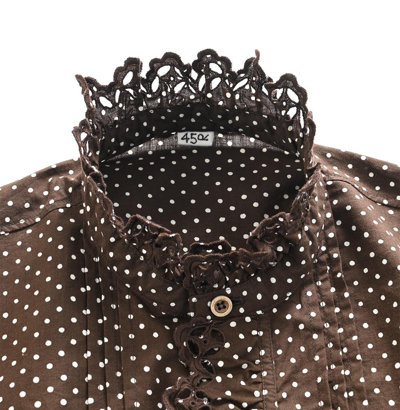 Tappet Dots Cutwork Frilled Blouse