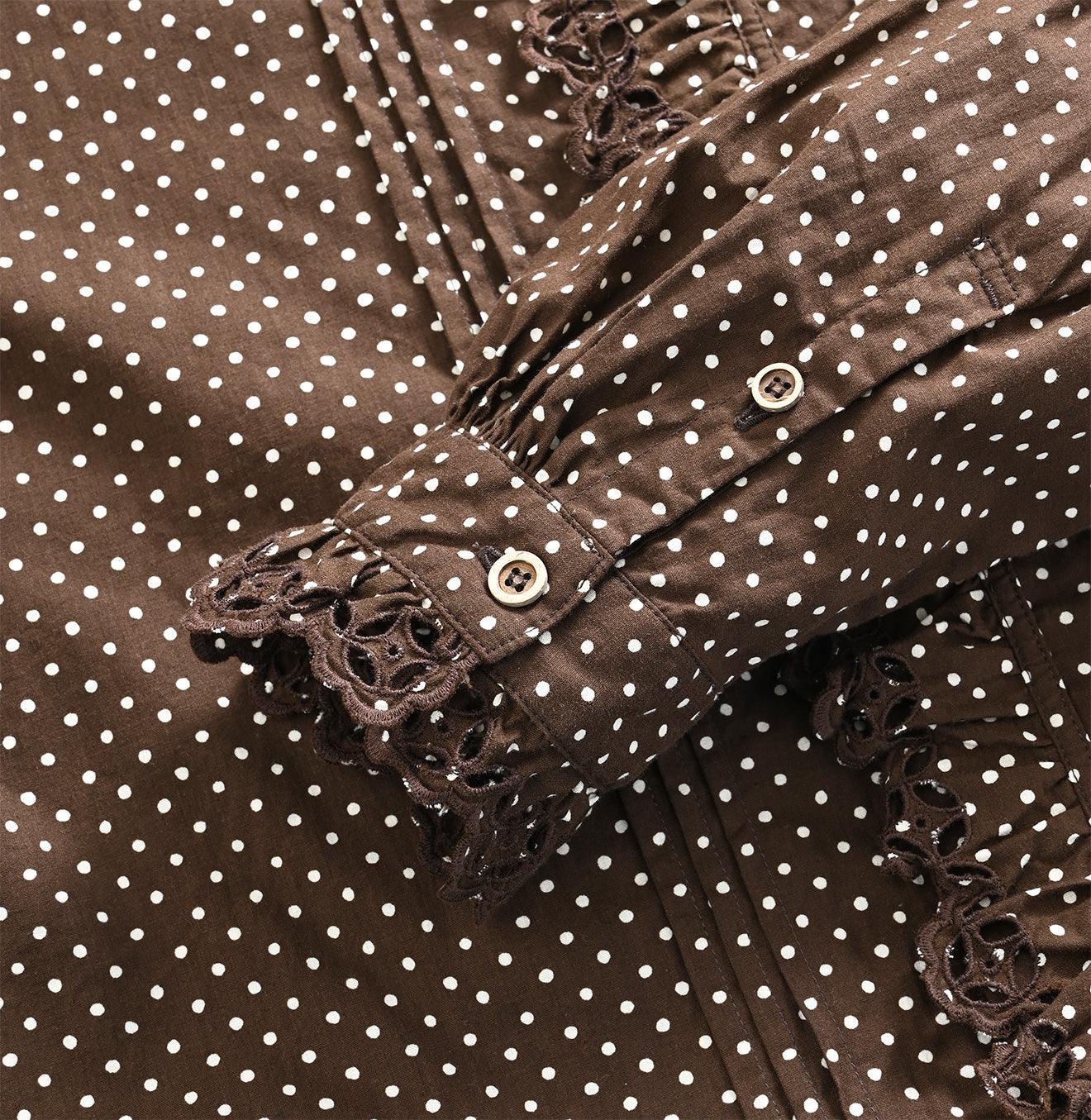 Tappet Dots Cutwork Frilled Blouse
