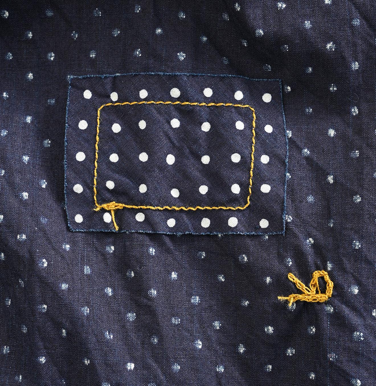 Indigo Dots Cutwork Frilled Blouse