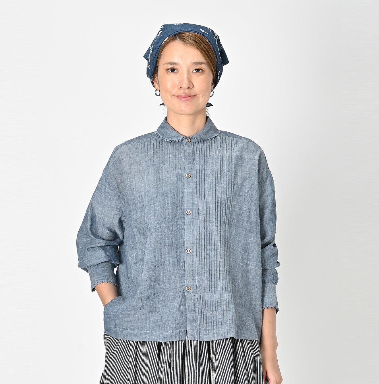 Ai Indigo Khadi Pintucked Blouse