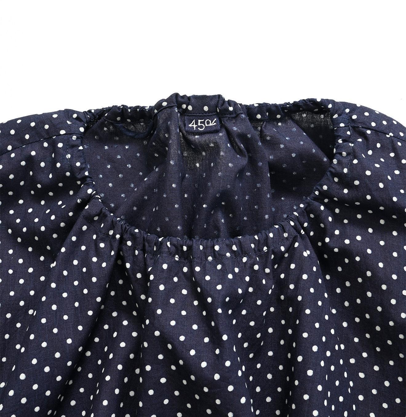 Indigo Tappet Dots Tiered Dress