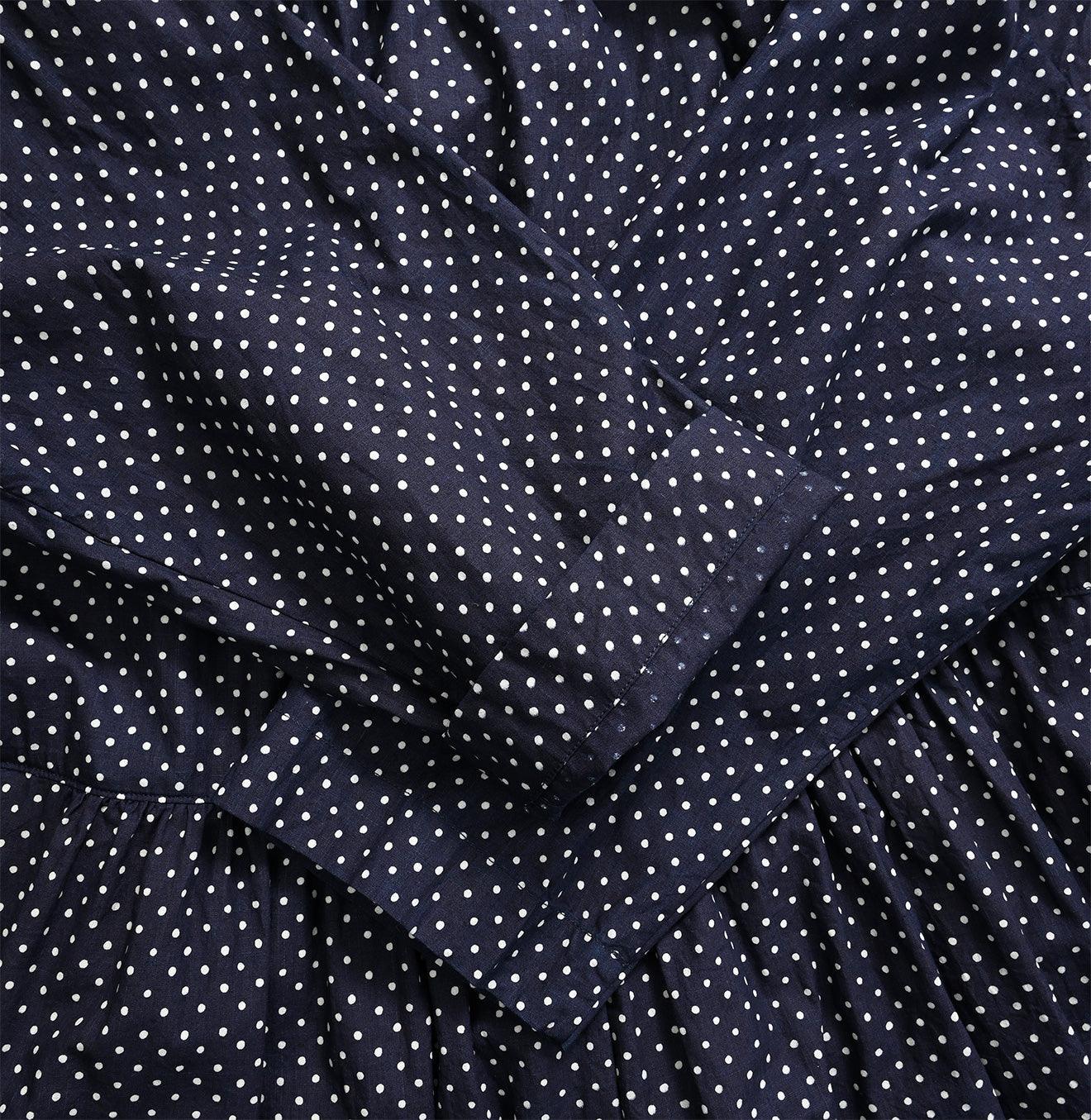 Indigo Tappet Dots Tiered Dress