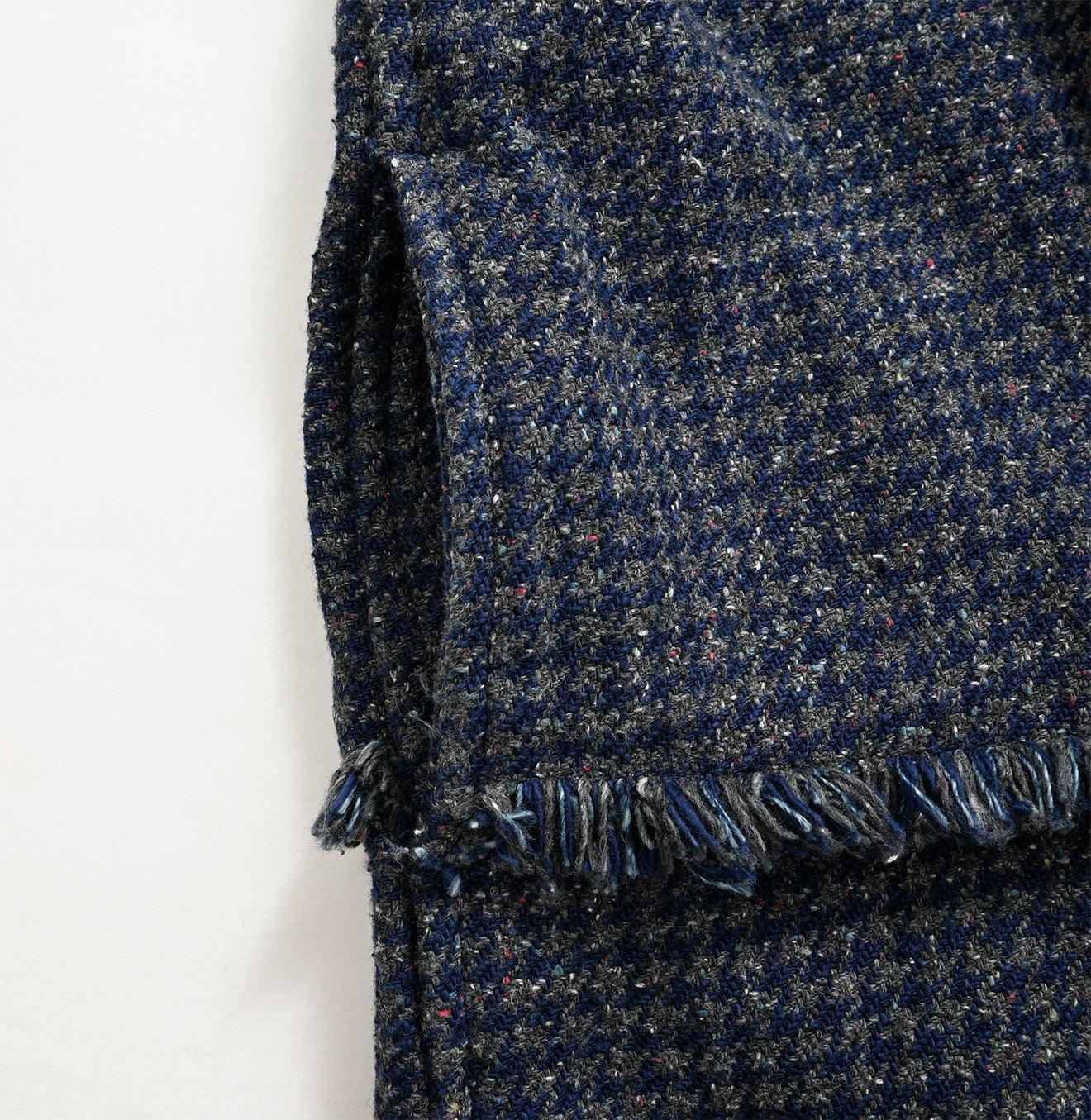Indigo Cotton Tweed Fringe Jumper Skirt