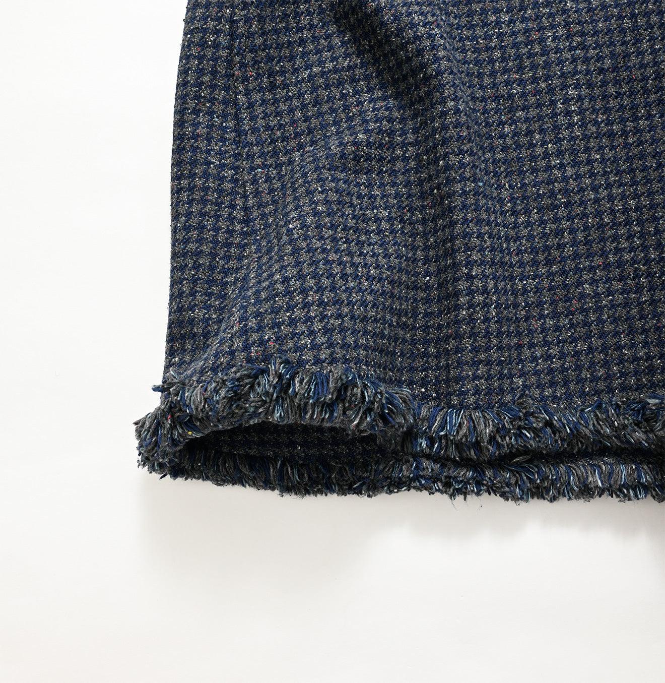 Indigo Cotton Tweed Fringe Jumper Skirt