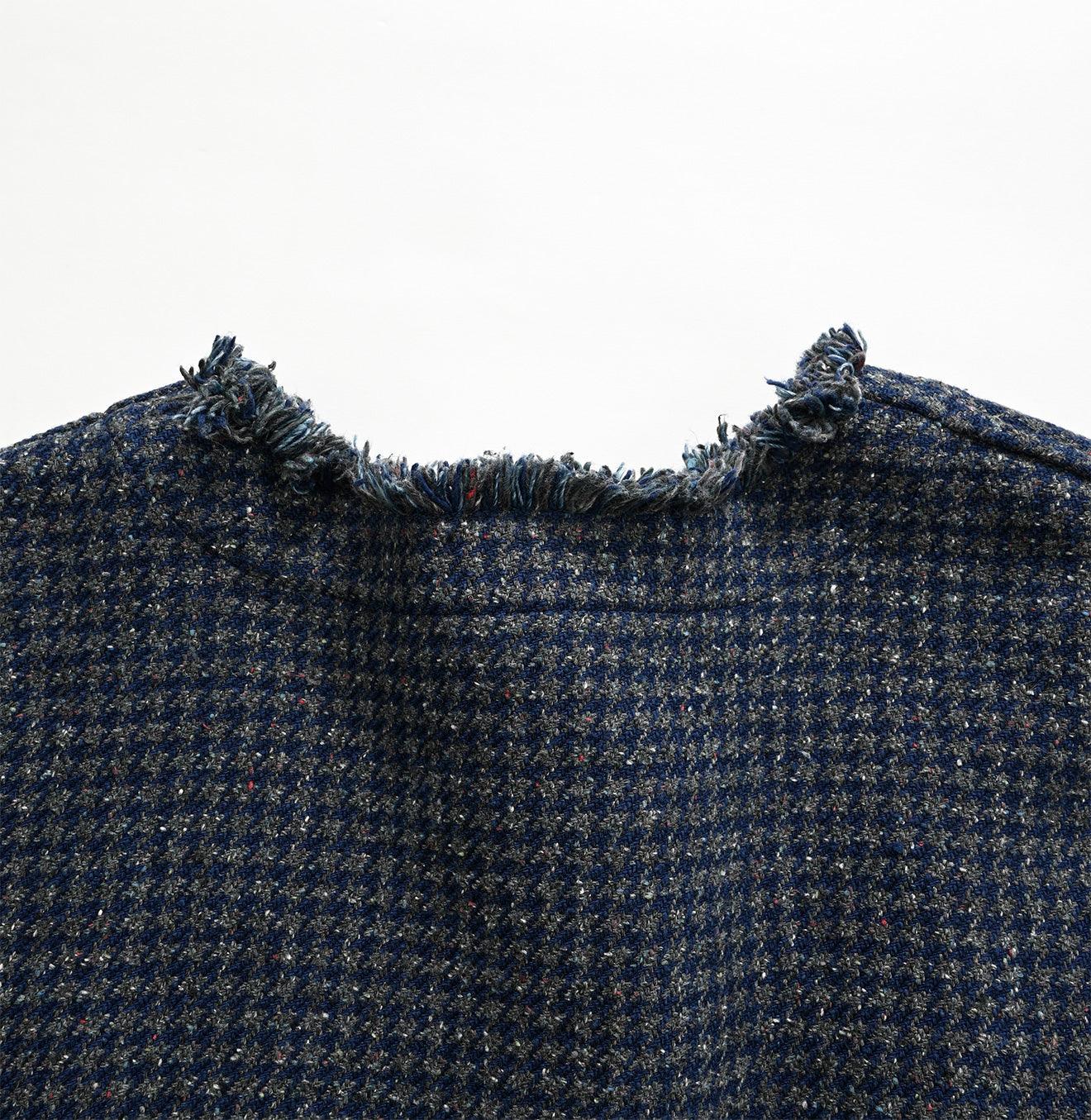 Indigo Cotton Tweed Fringe Jumper Skirt