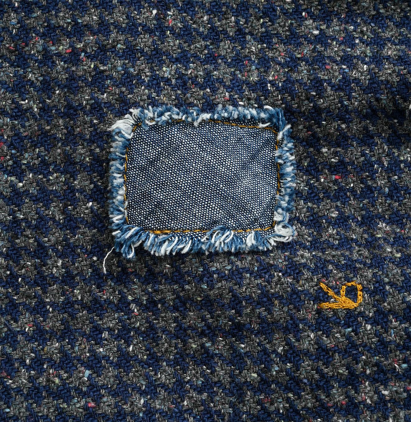 Indigo Cotton Tweed Fringe Jumper Skirt