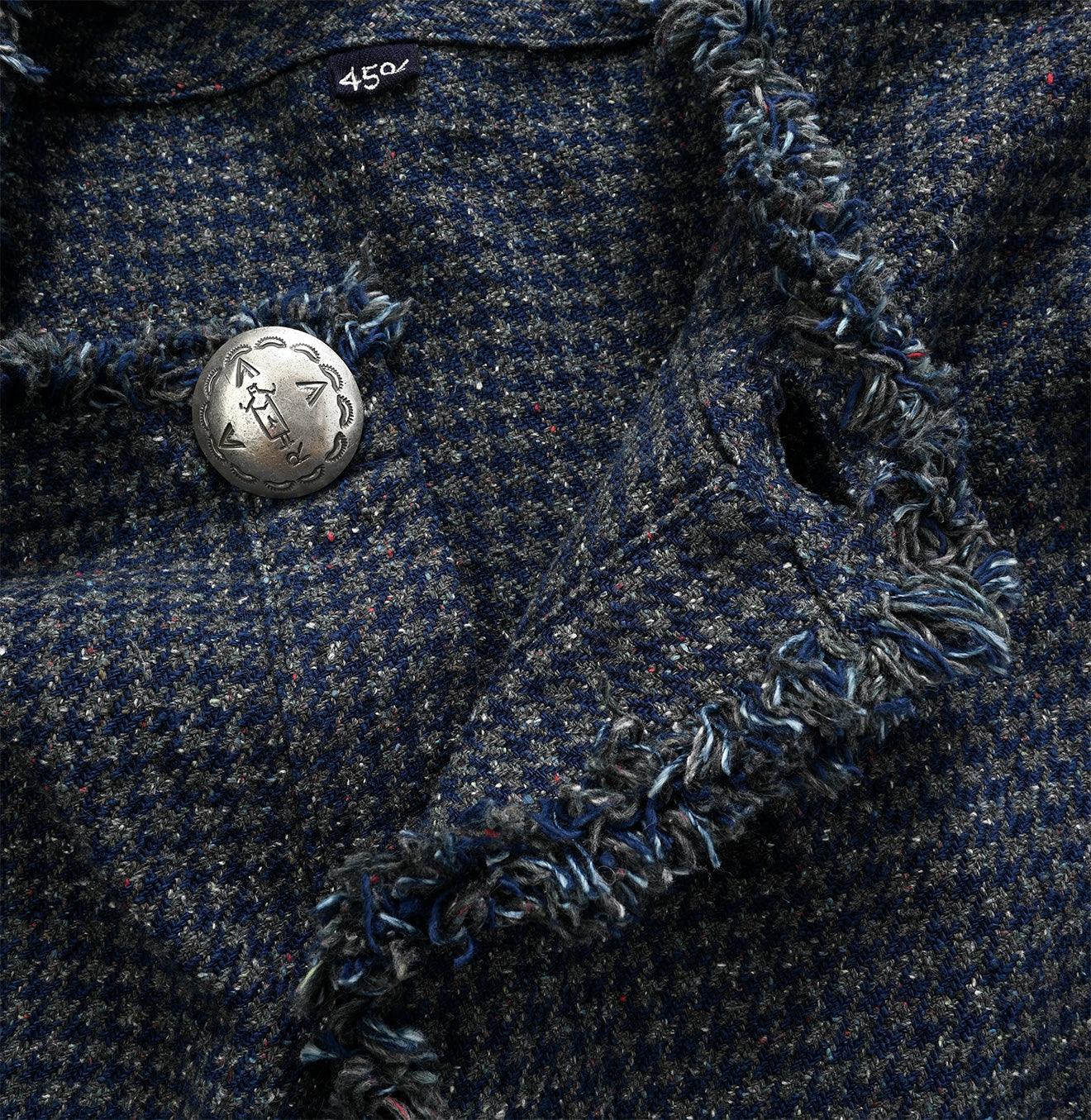 Indigo Cotton Tweed Fringe Jumper Skirt