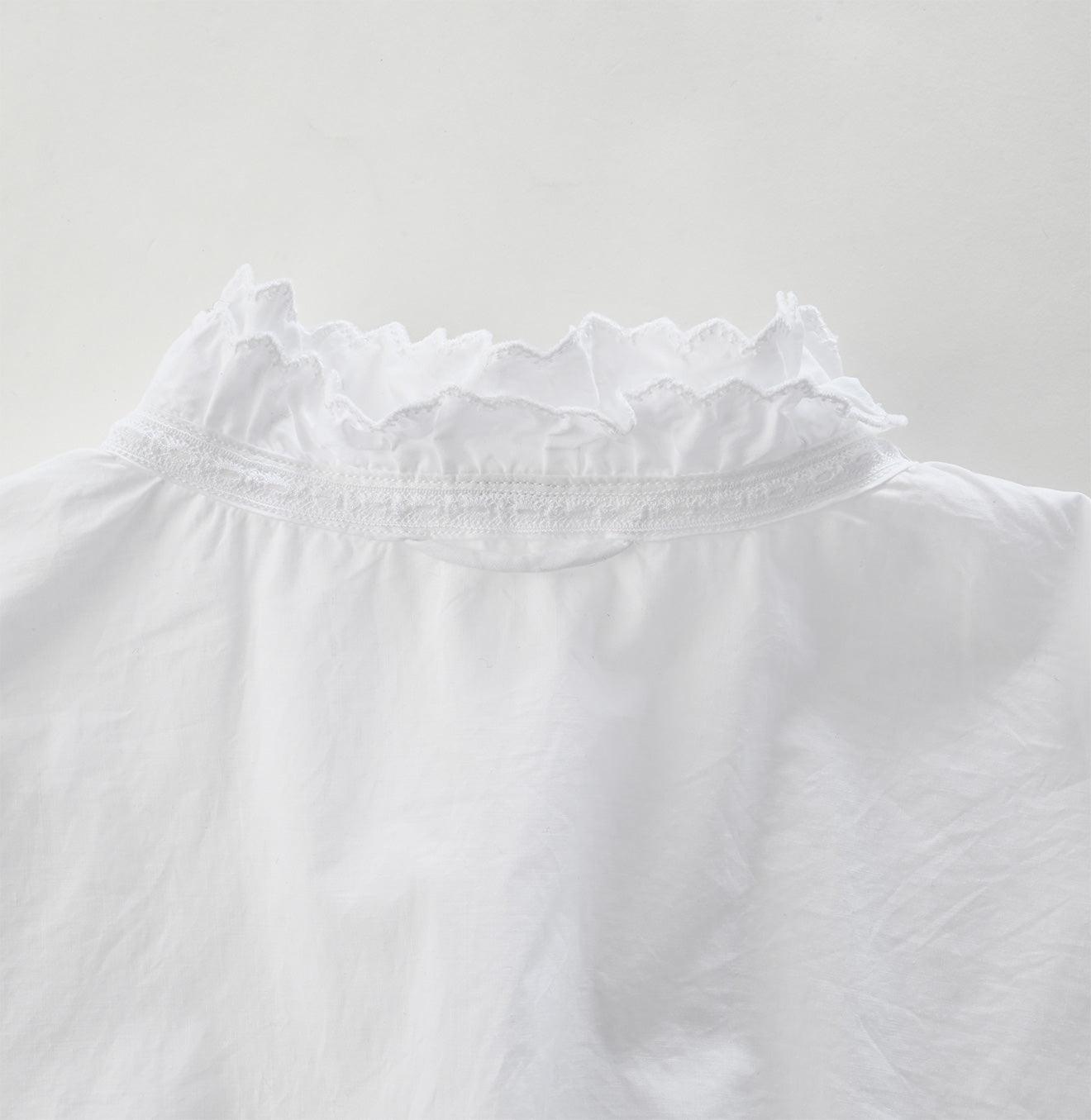 Supima Organic Batiste Cutwork Frilled Blouse