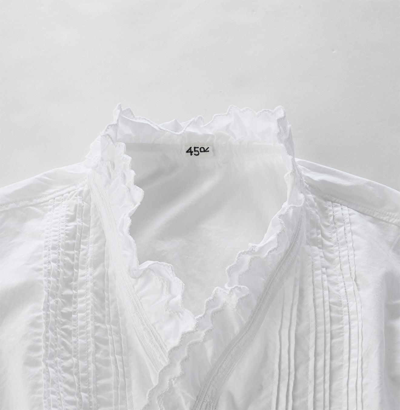 Supima Organic Batiste Cutwork Frilled Blouse