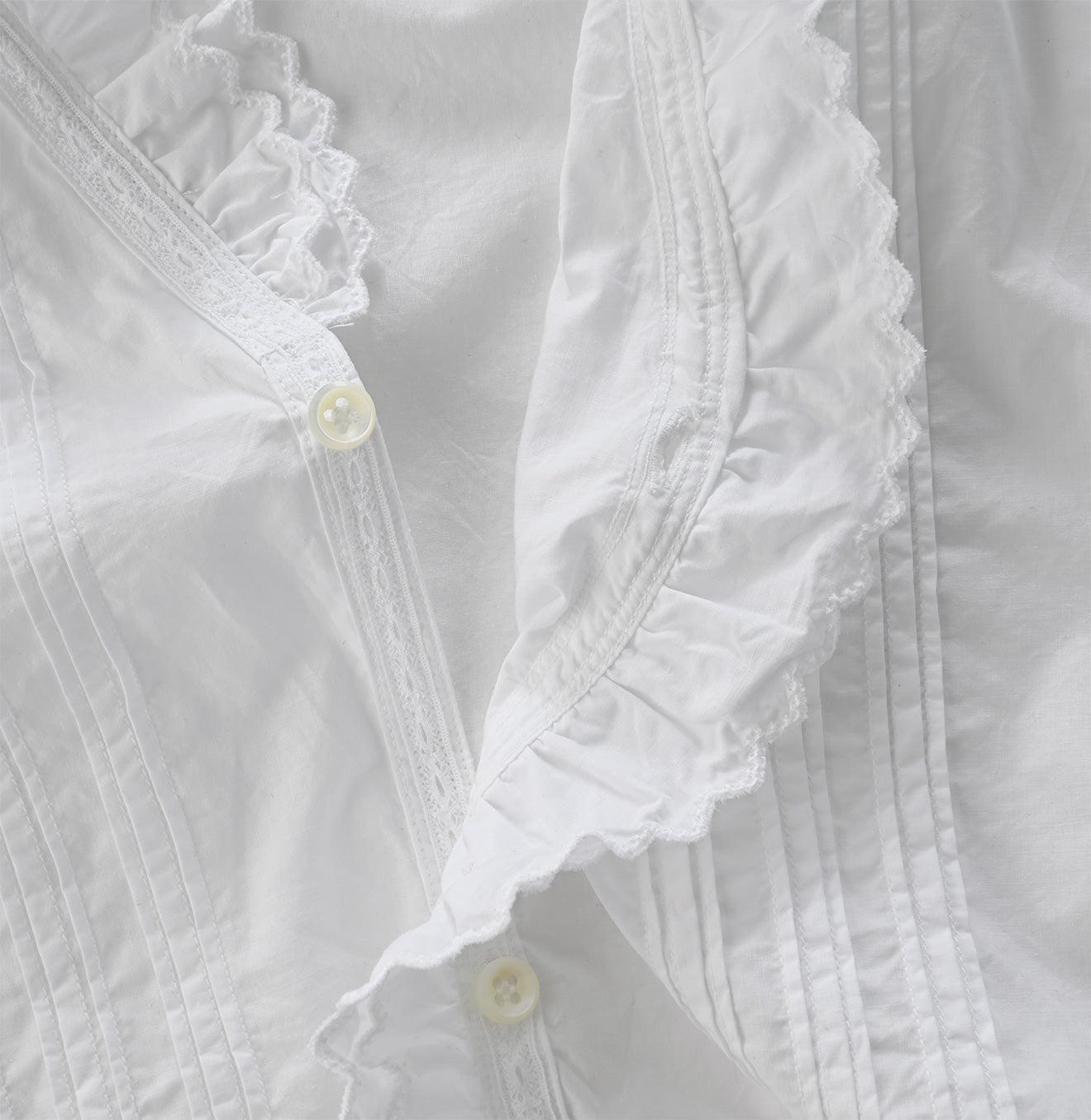 Supima Organic Batiste Cutwork Frilled Blouse