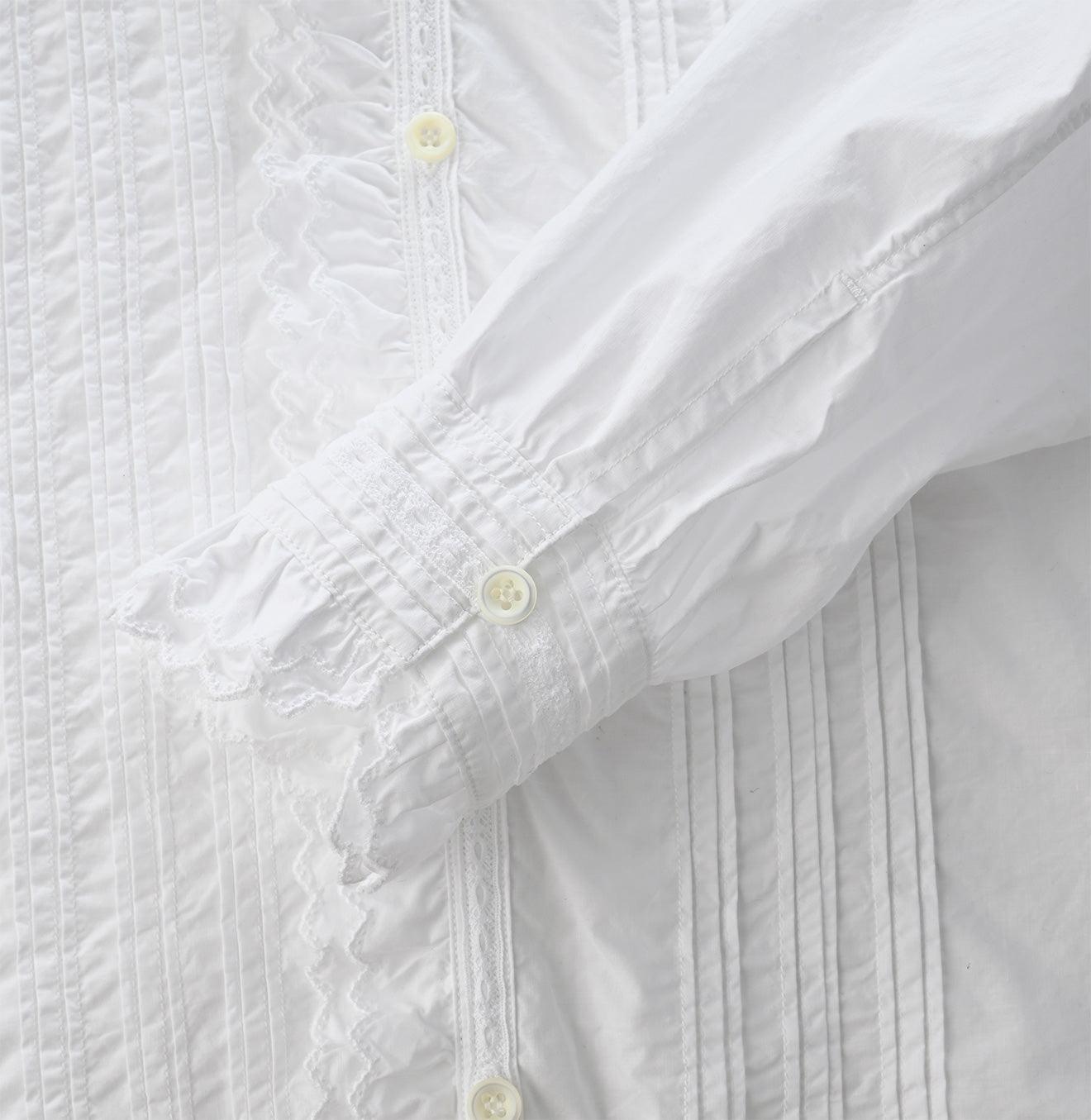 Supima Organic Batiste Cutwork Frilled Blouse
