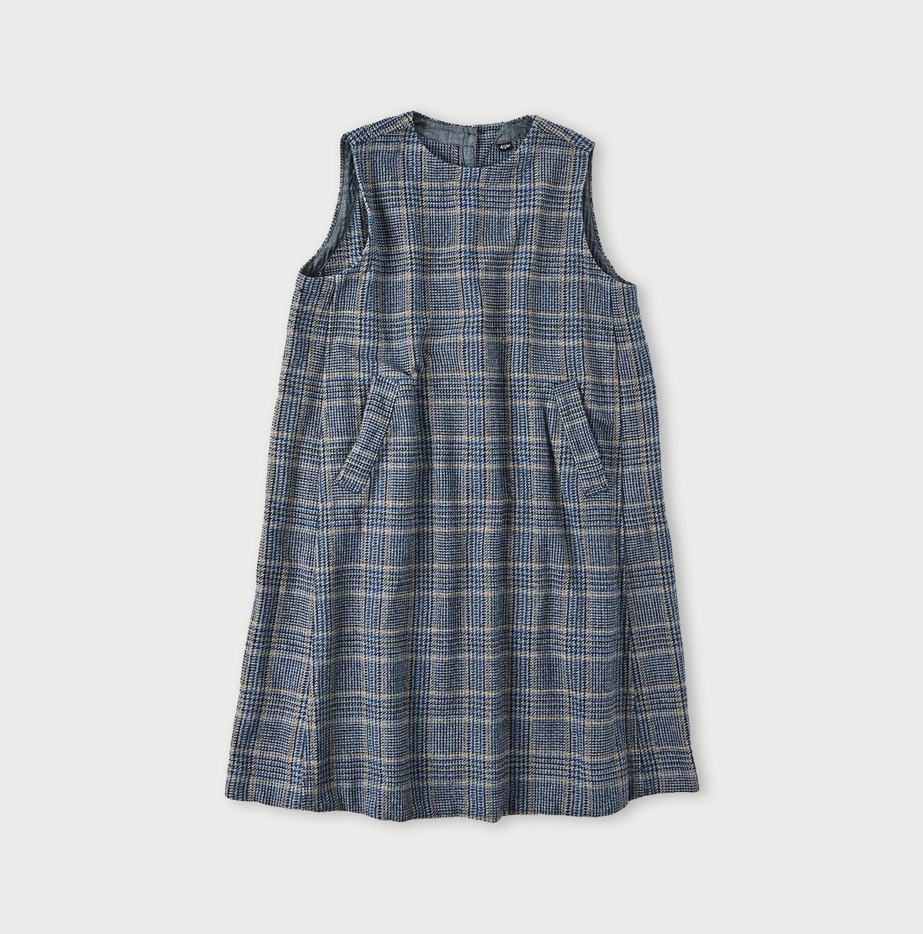 Indigo Cotton Tweed Dress