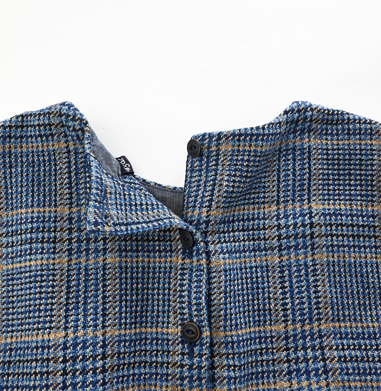 Indigo Cotton Tweed Dress