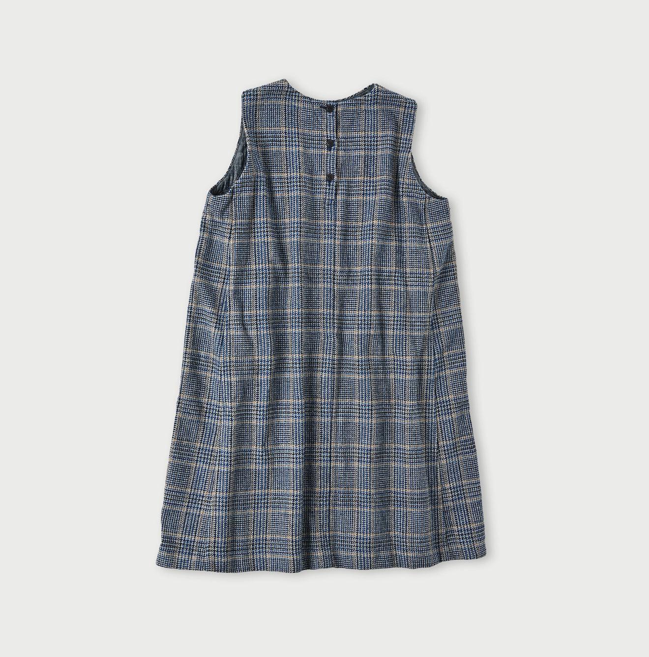 Indigo Cotton Tweed Dress