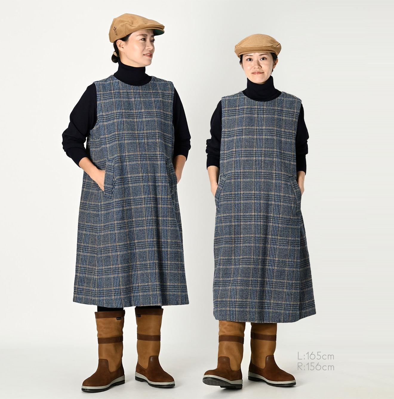 Indigo Cotton Tweed Dress