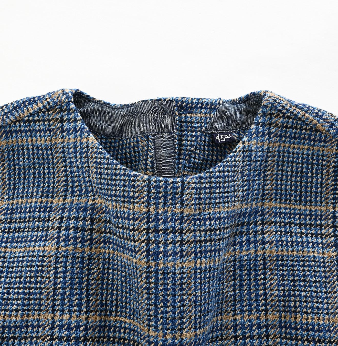 Indigo Cotton Tweed Dress