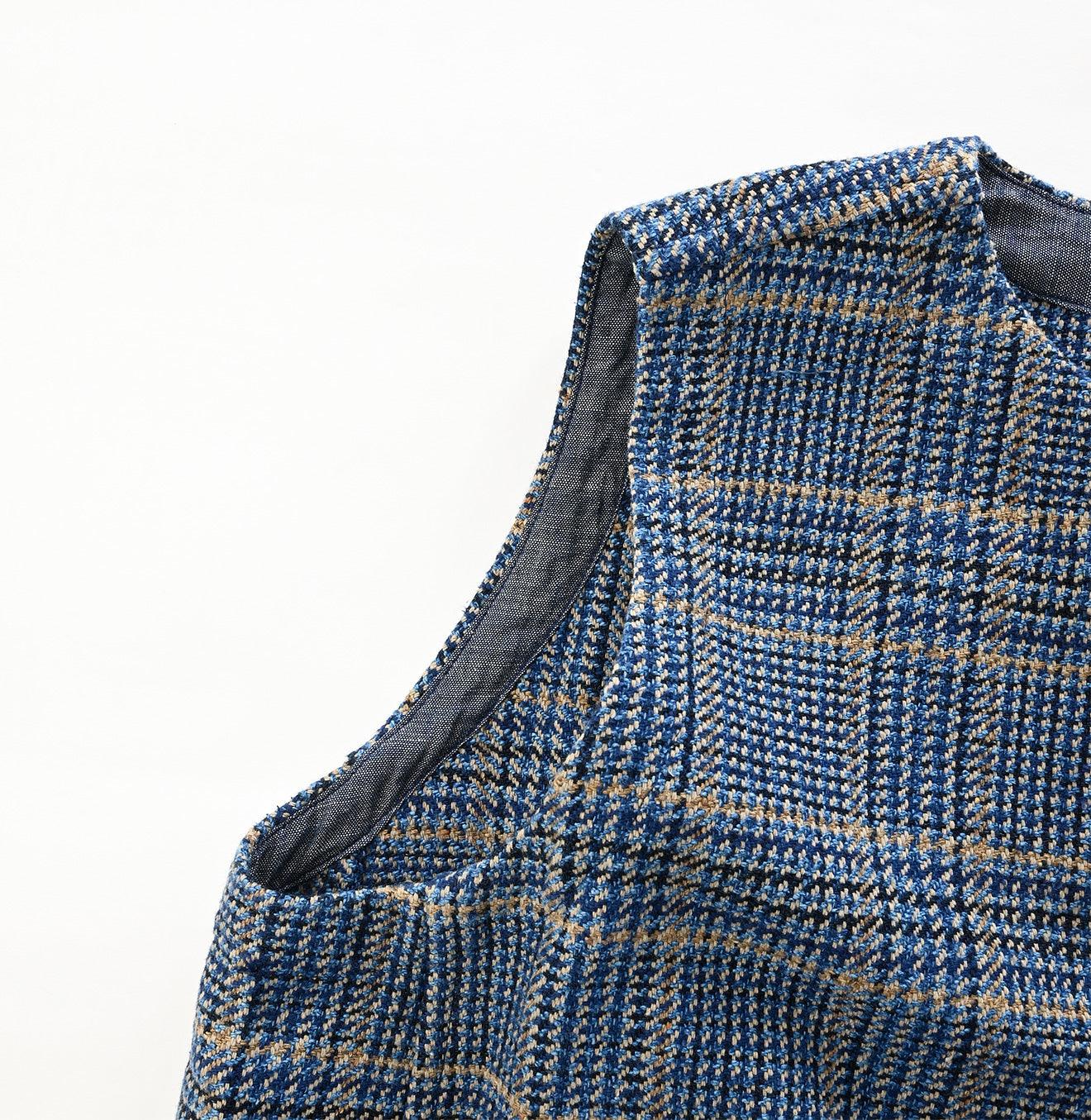 Indigo Cotton Tweed Dress