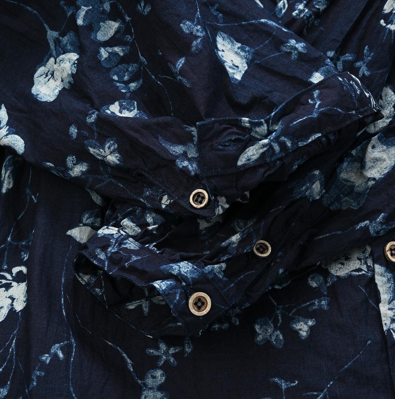 Indigo Winter Flower Kushukushu Blouse
