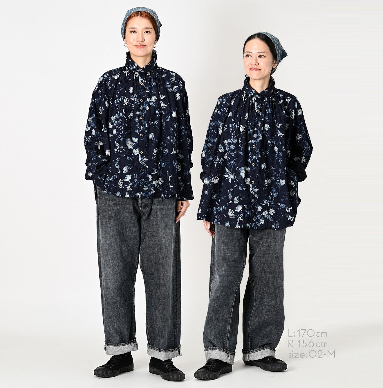 Indigo Winter Flower Kushukushu Blouse