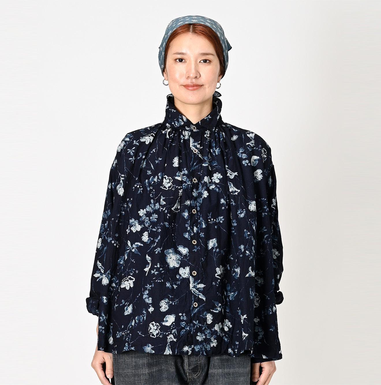 Indigo Winter Flower Kushukushu Blouse