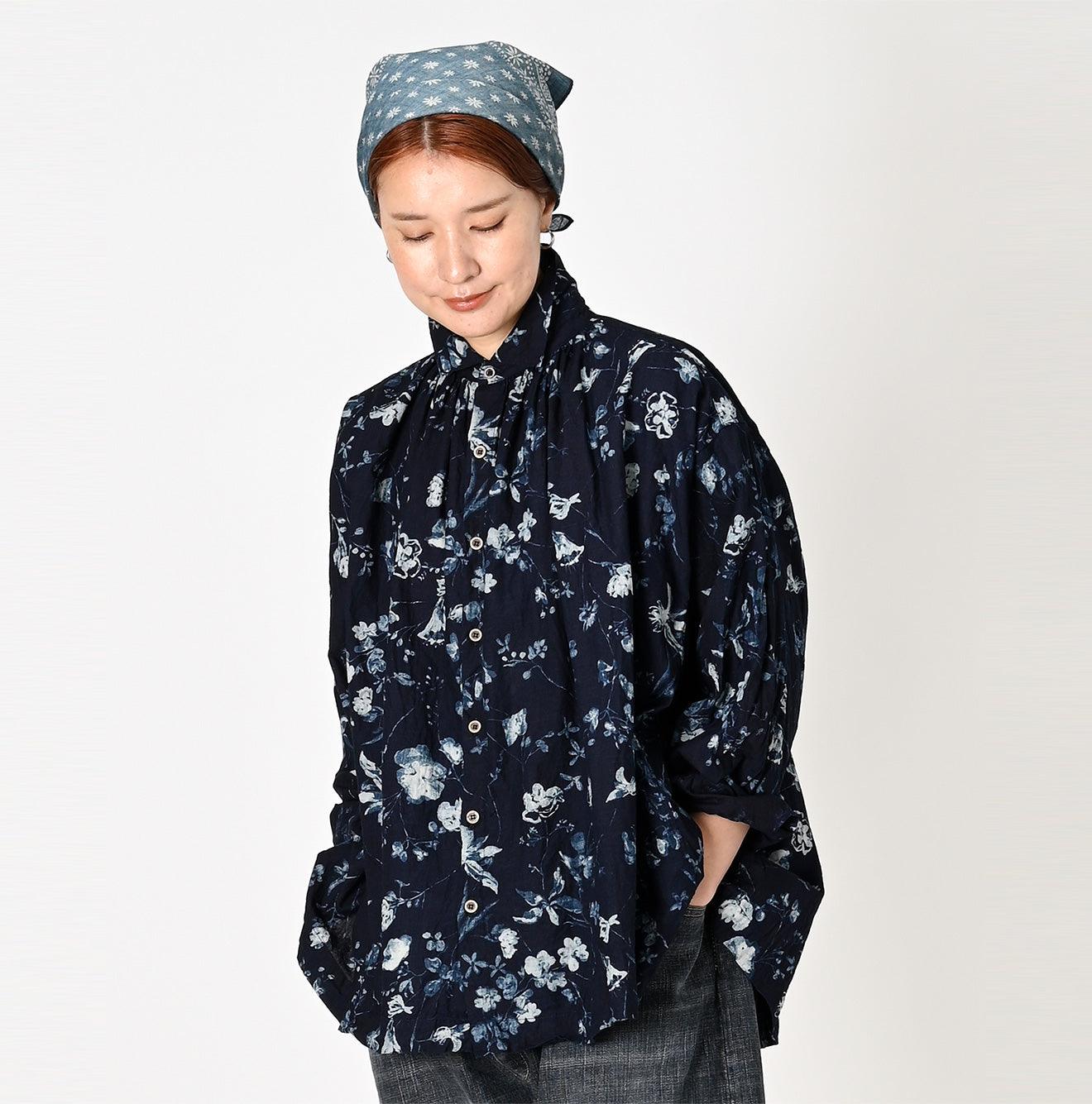 Indigo Winter Flower Kushukushu Blouse