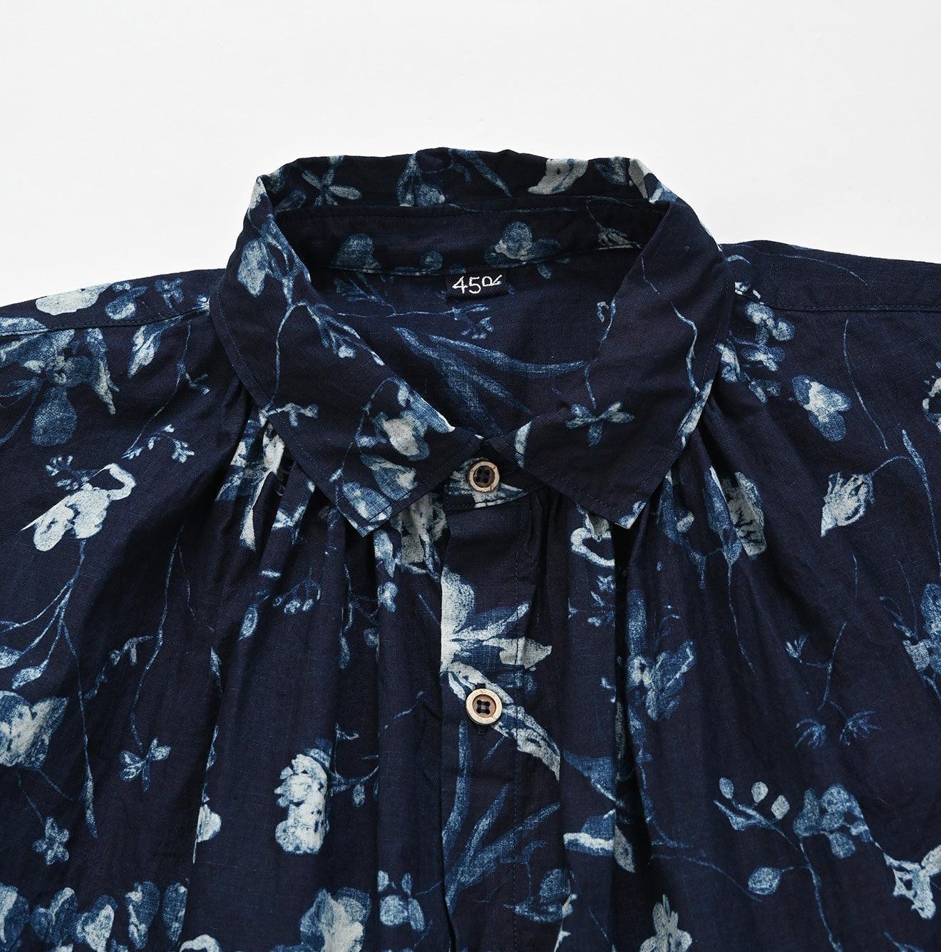 Indigo Winter Flower Kushukushu Blouse