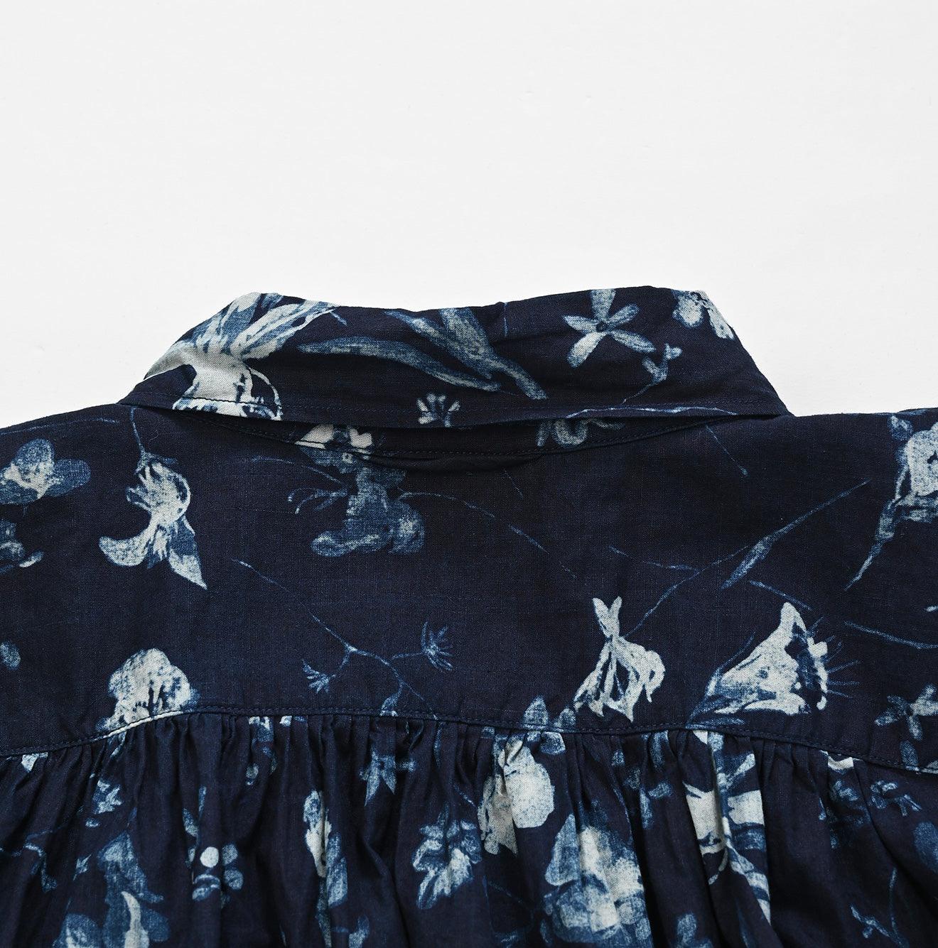 Indigo Winter Flower Kushukushu Blouse