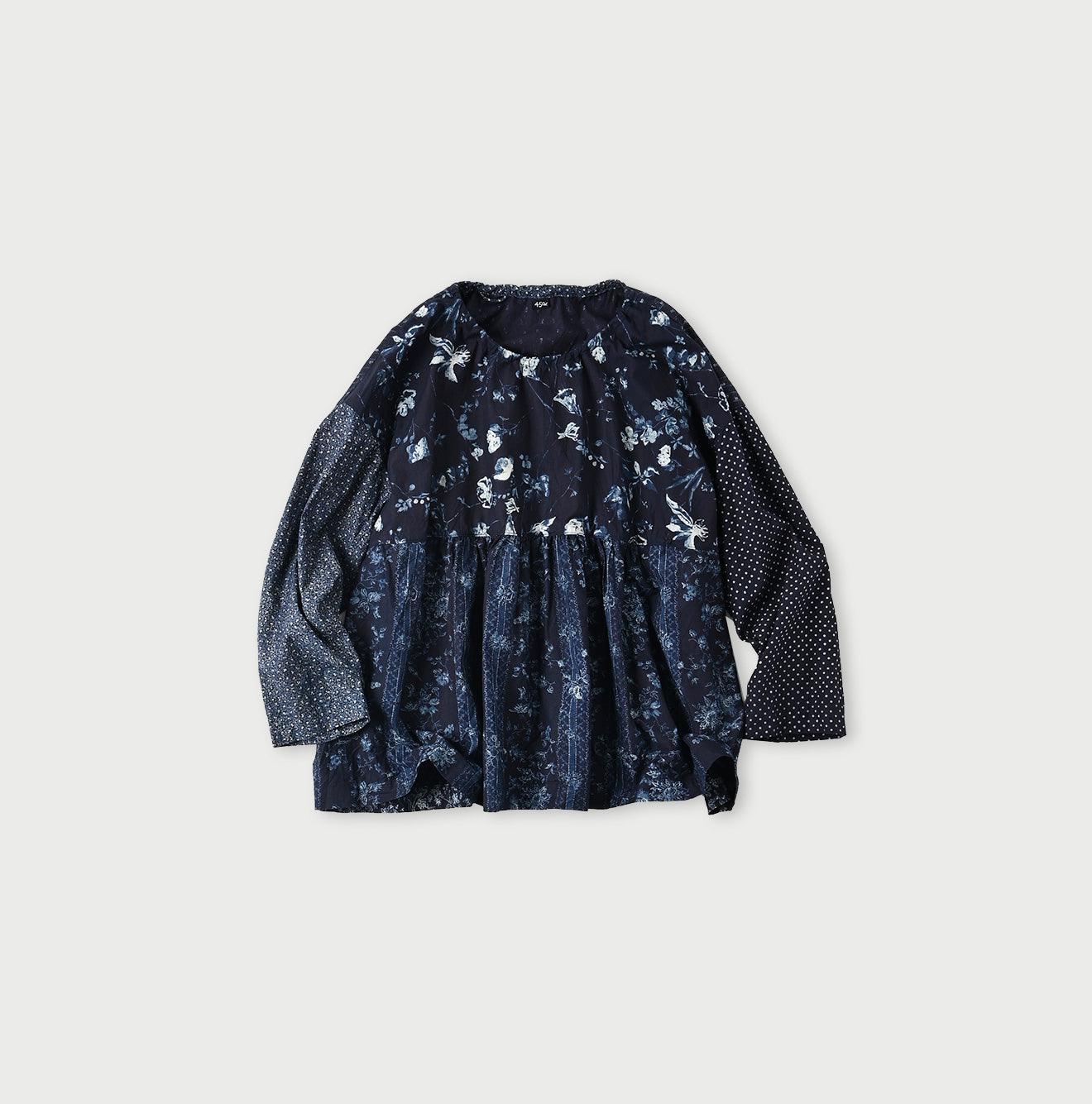 Indigo Khadi Flower Mix Blouse
