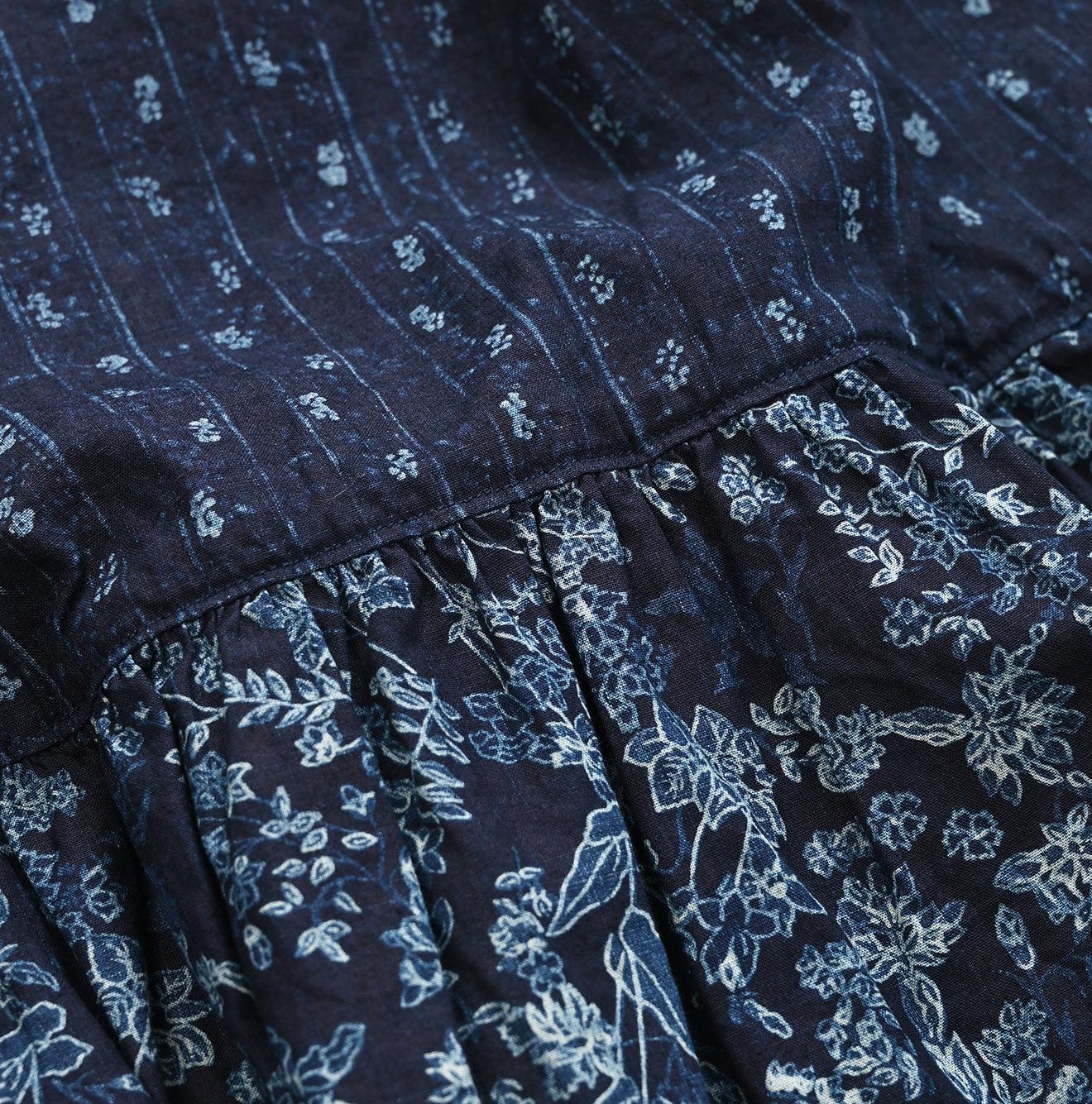 Indigo Khadi Flower Mix Blouse