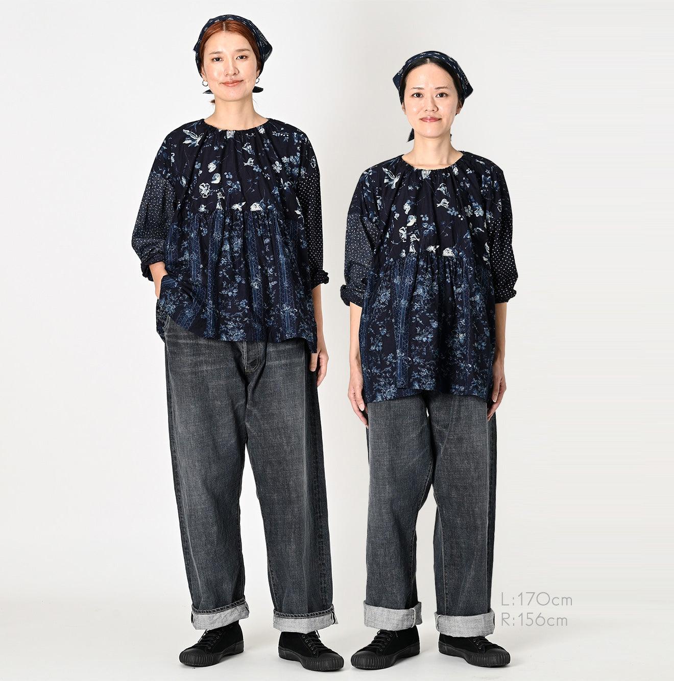 Indigo Khadi Flower Mix Blouse