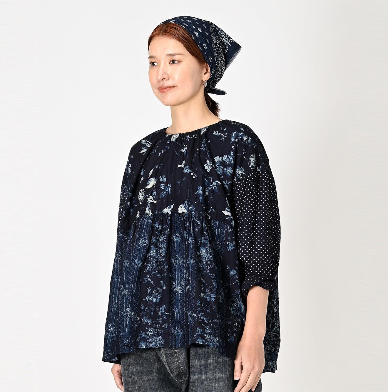 Indigo Khadi Flower Mix Blouse