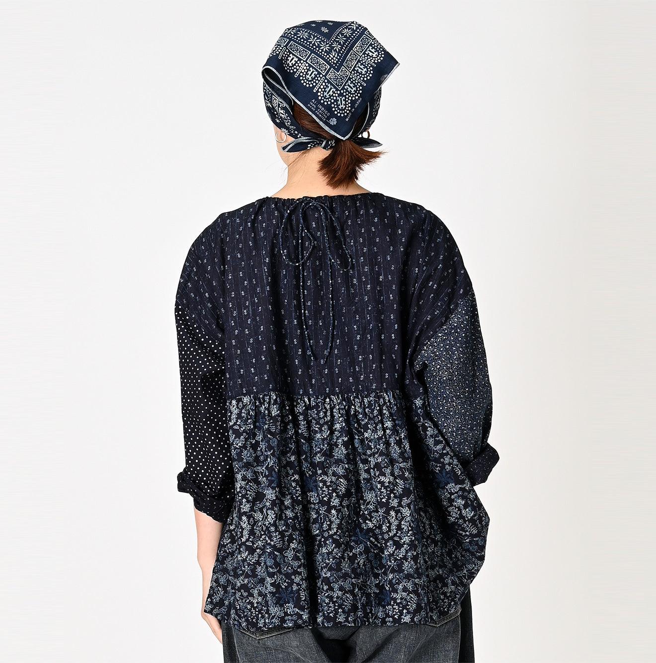 Indigo Khadi Flower Mix Blouse