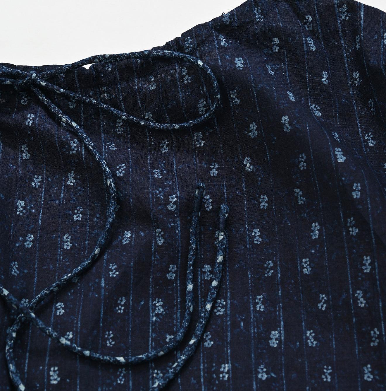 Indigo Khadi Flower Mix Blouse