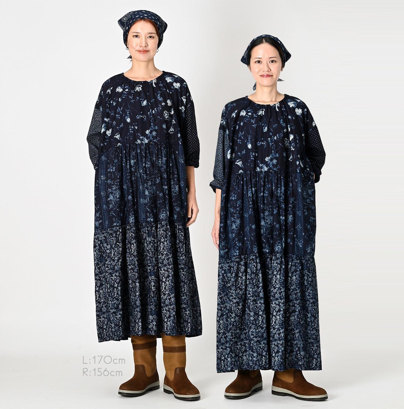 Indigo Khadi Flower Mix Dress