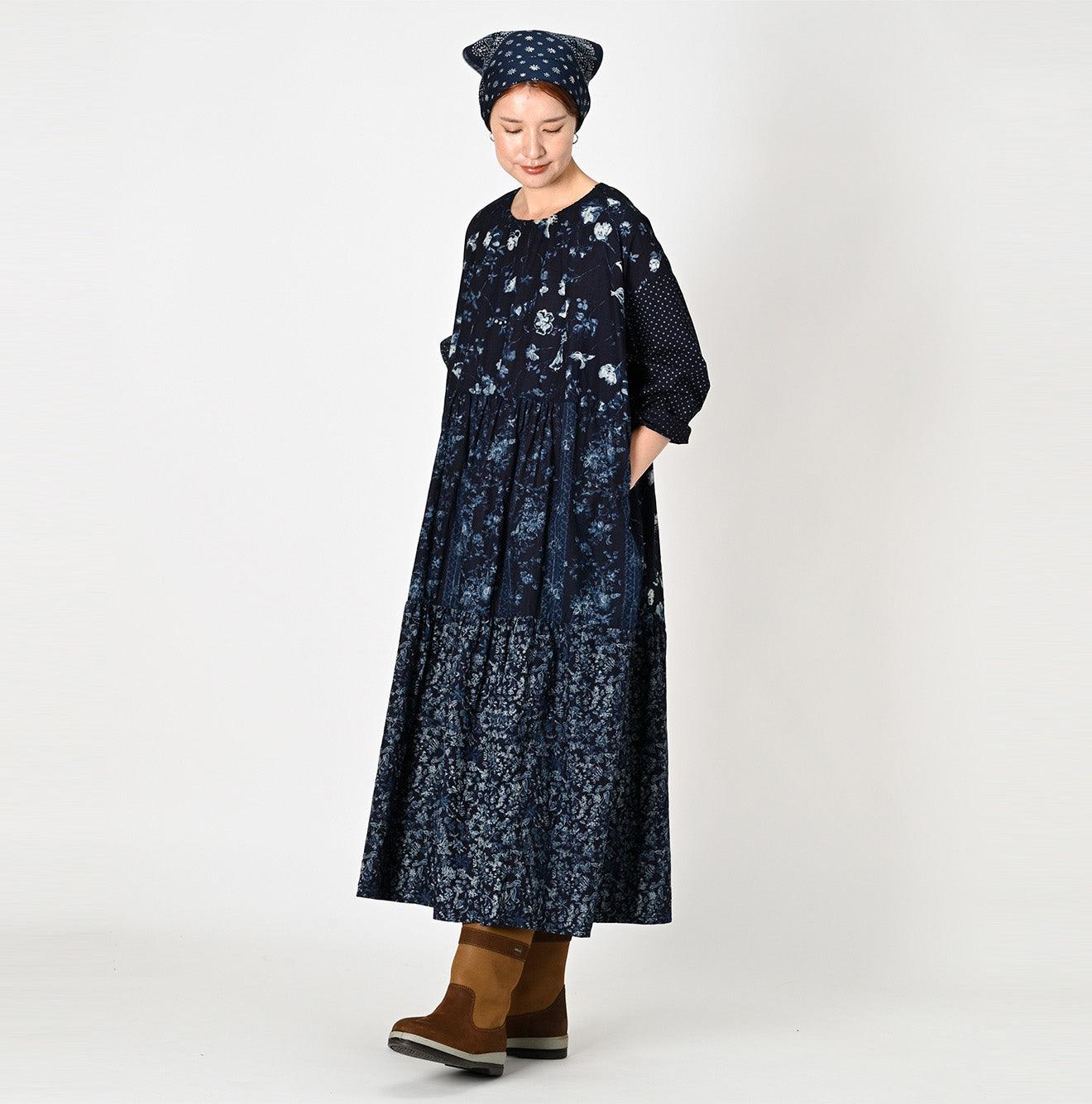 Indigo Khadi Flower Mix Dress