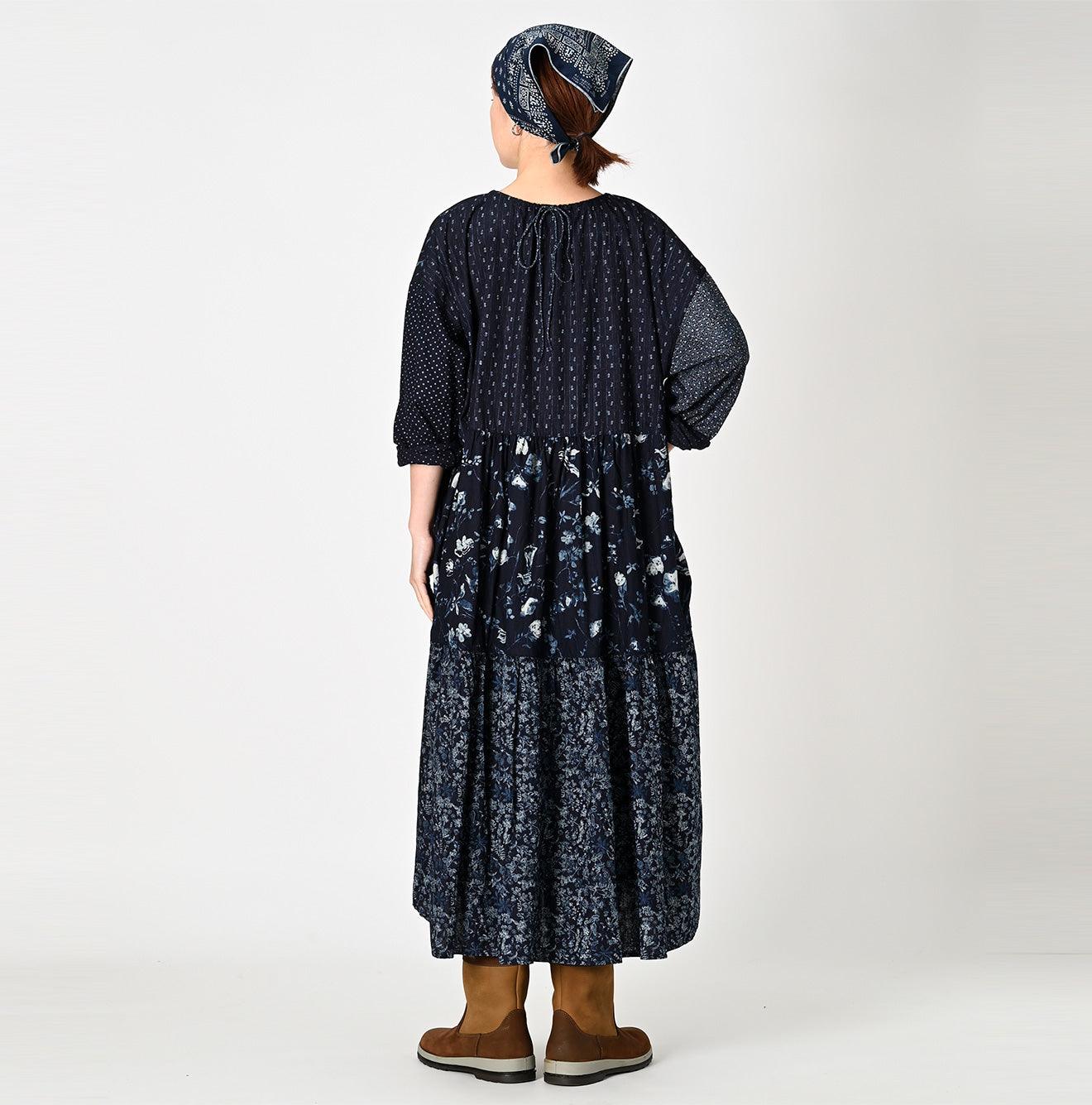 Indigo Khadi Flower Mix Dress